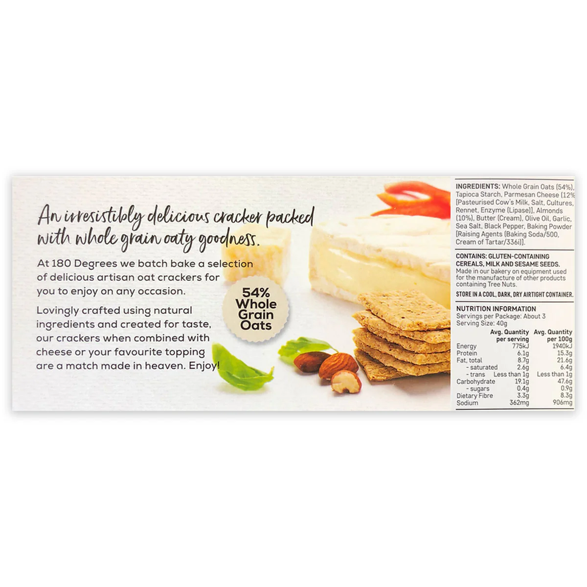 180 Degrees Parmesan Oat Crackers 135g - Image 2