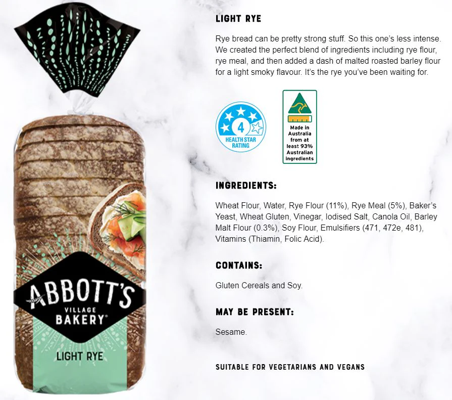 Abbotts Bakery Light Rye 680g - Image 3
