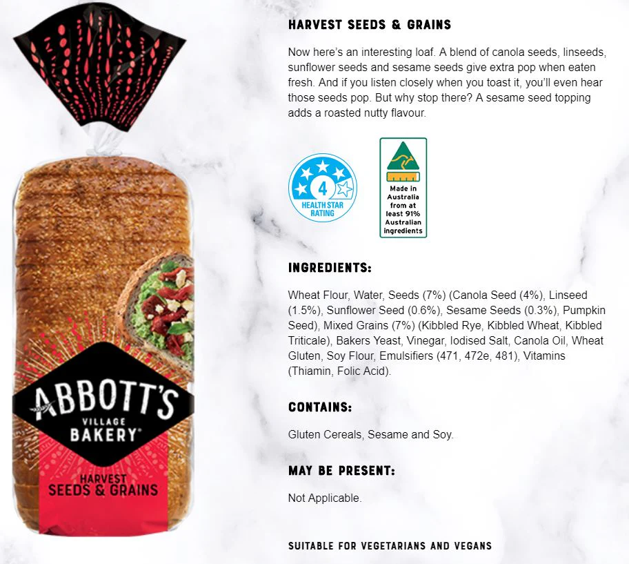 Abbotts Bakery Harvest Seeds and Grains 750g - Image 3