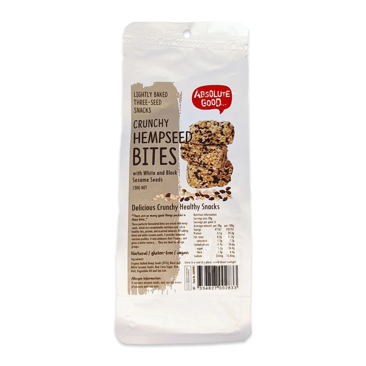 Absolute Good Hemp Seed Bites with Black and White Sesame Seeds 120g