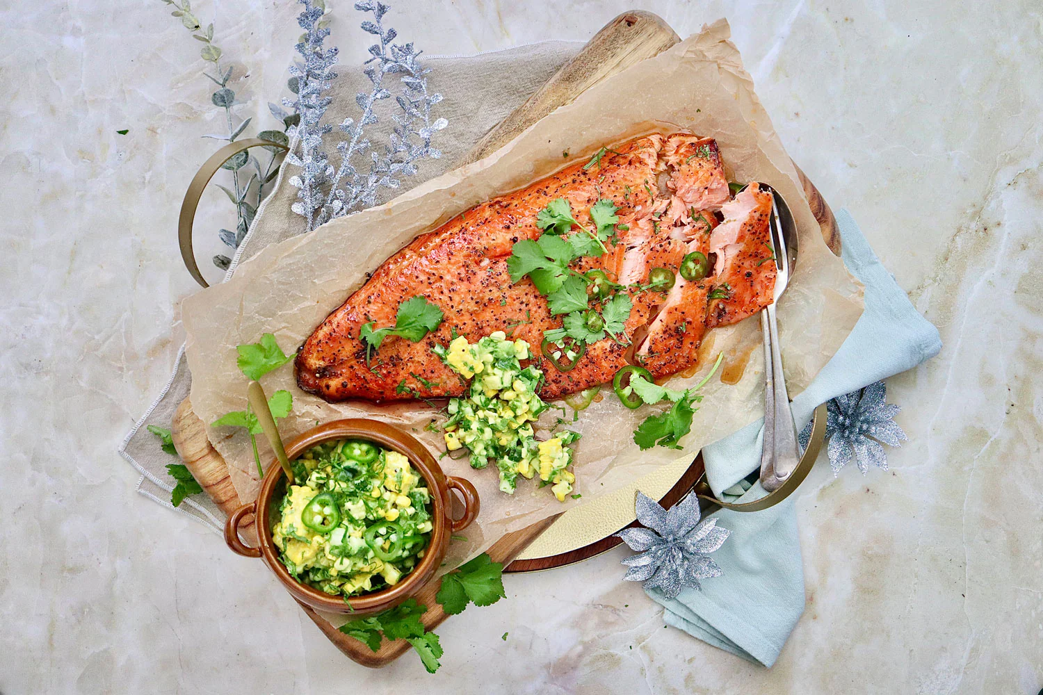 Agave and Lime Sticky Baked Ocean Trout - with Corn and Avocado Salsa - Image 2