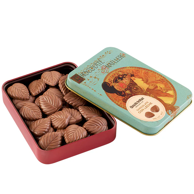 Amatller Milk Chocolate leaves Tin 60g