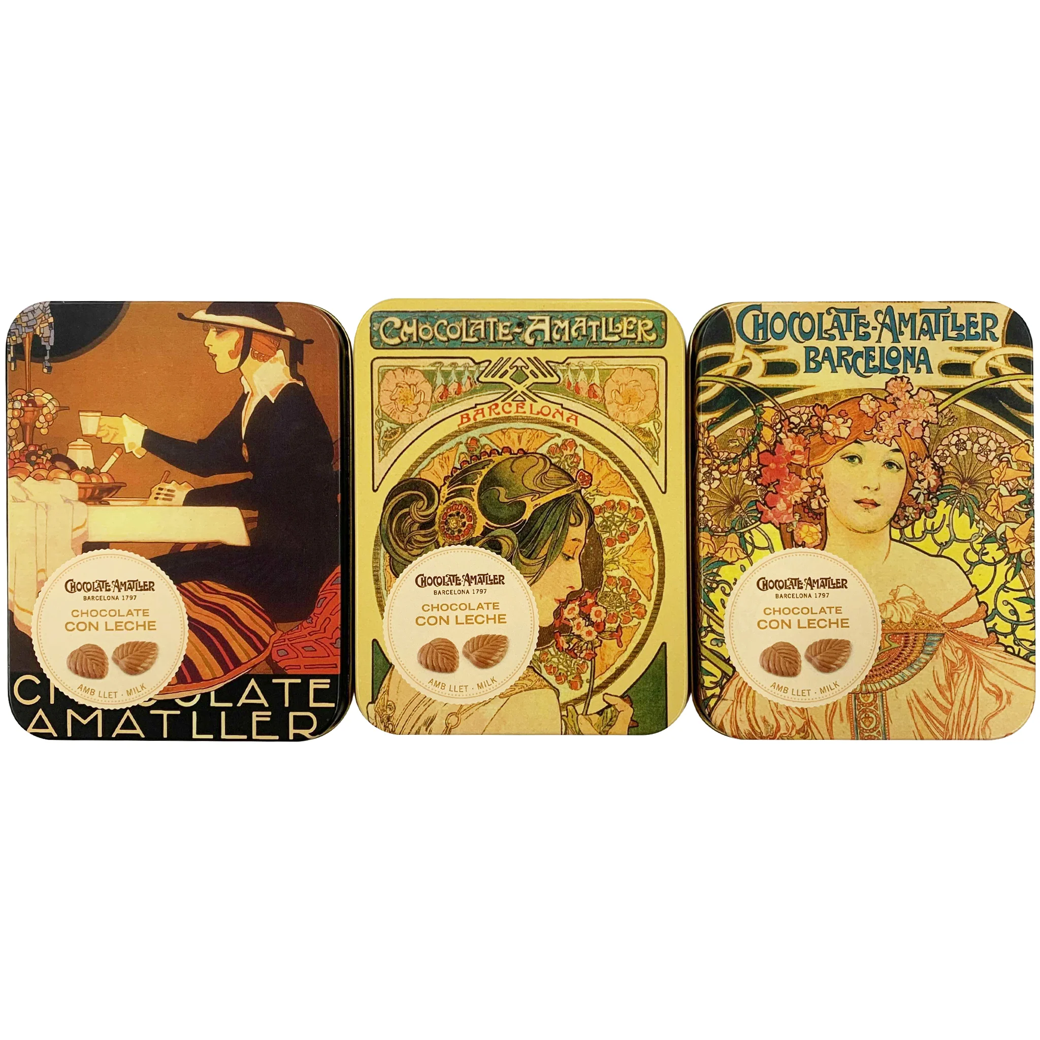 Amatller Milk Chocolate leaves Tin 60g - Image 2