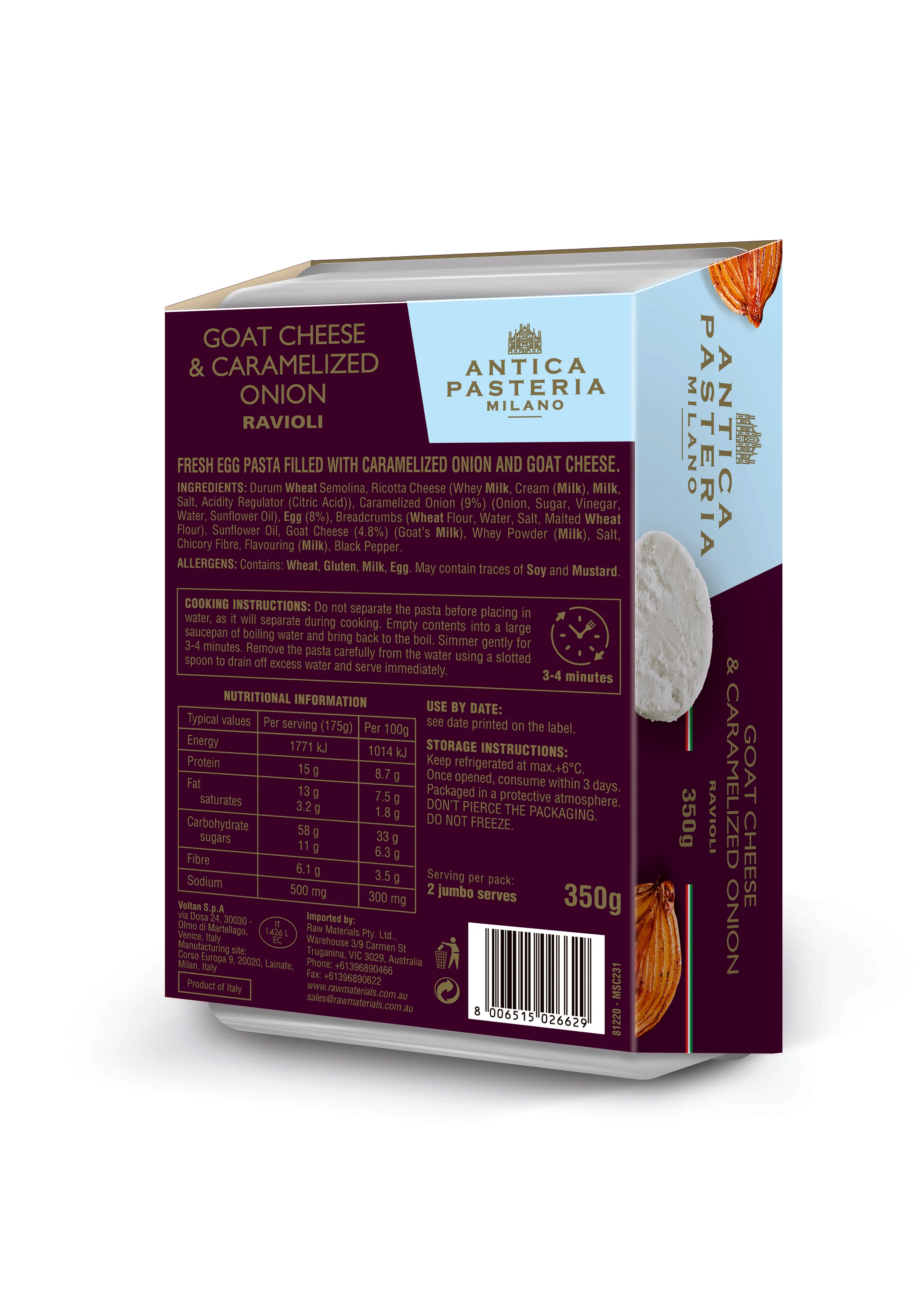 Antica Pasteria Goat Cheese & Caramelized Onion Ravioli 350g - Image 2