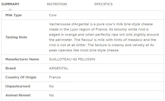 Vacherousse d Argental French Argental Washed Rind Cheese 180-220g - Image 2