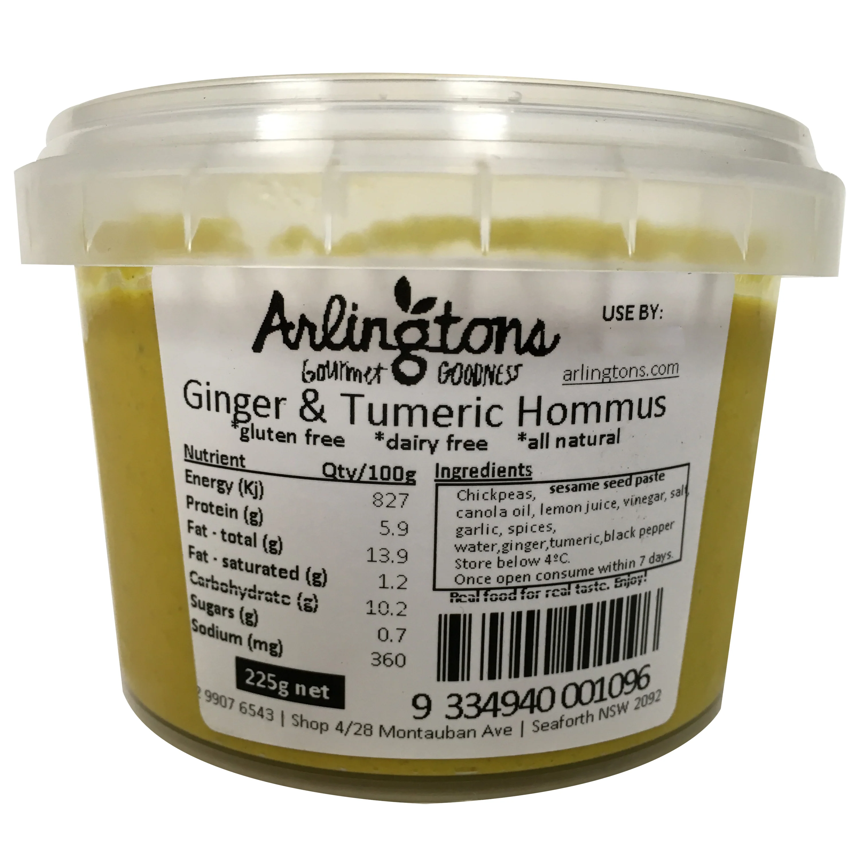 Arlingtons Hommus Ginger and Tumeric 225g - Image 2