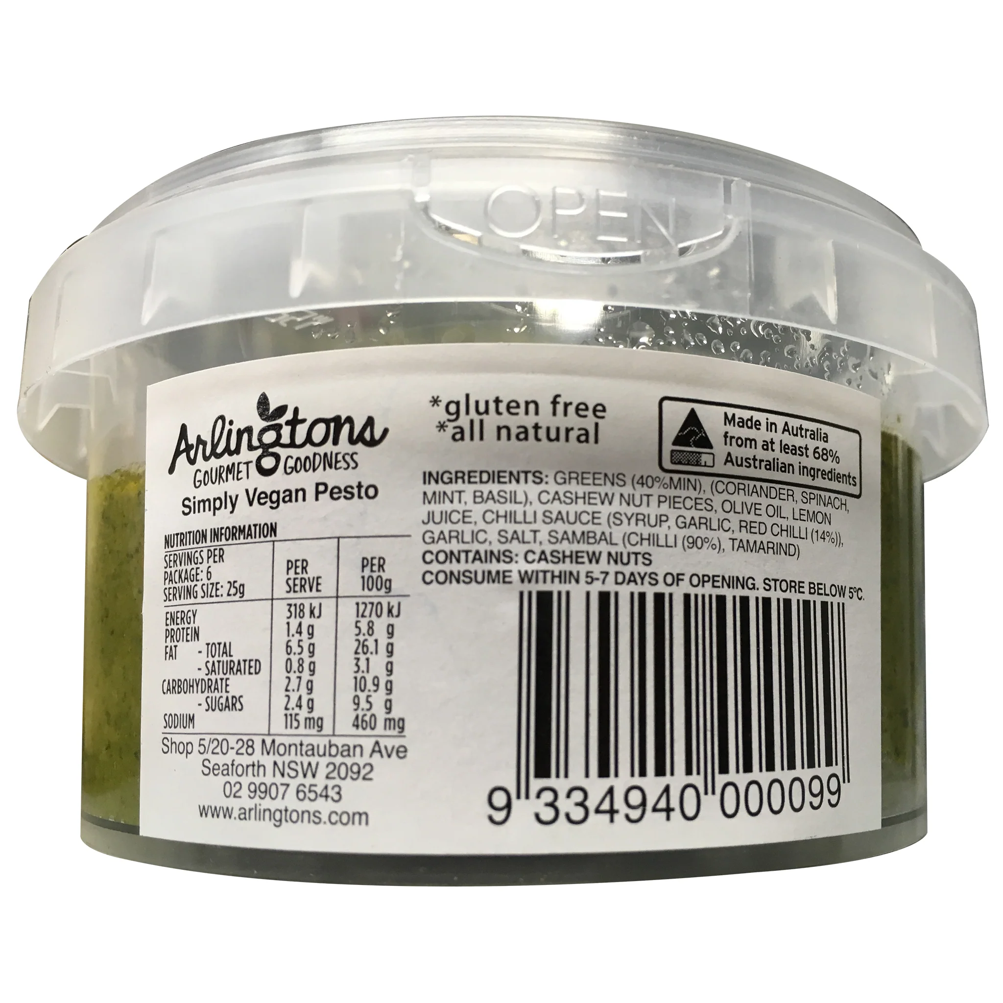 Arlingtons Pesto Simply Vegan 150g - Image 2