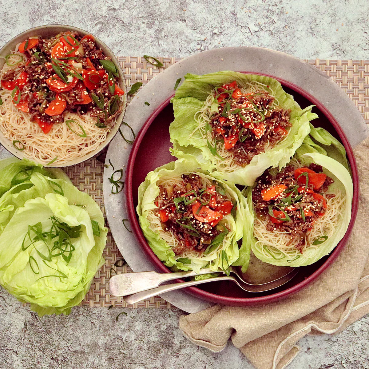 Asian Pork and Beef Lettuce Cups