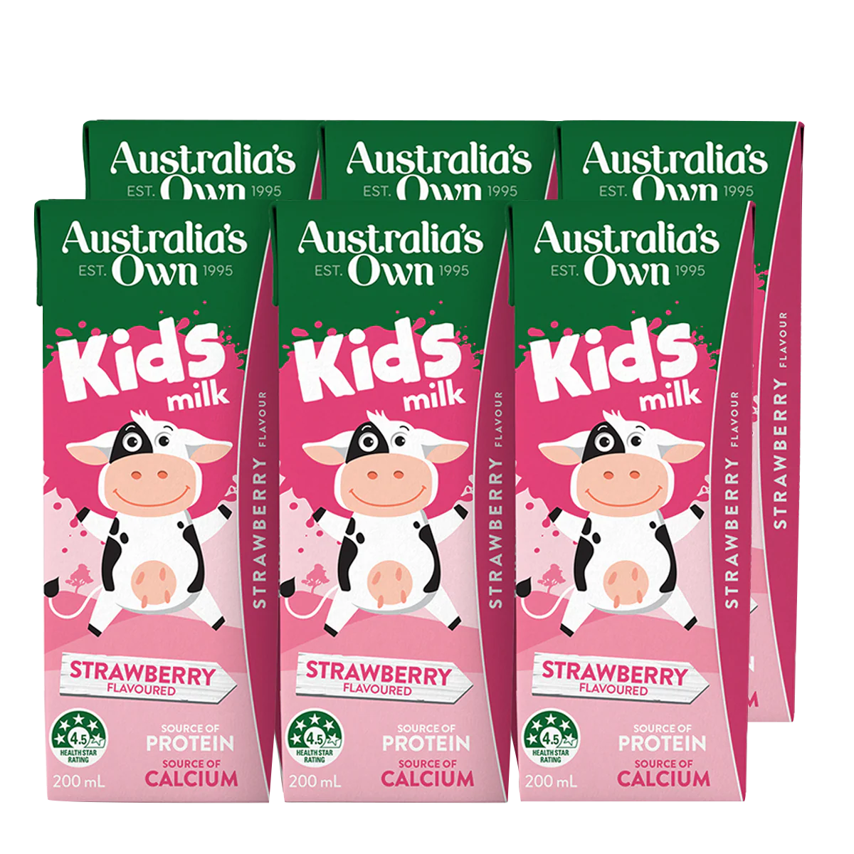 Australia's Own Kids Milk Strawberry 6x200ml