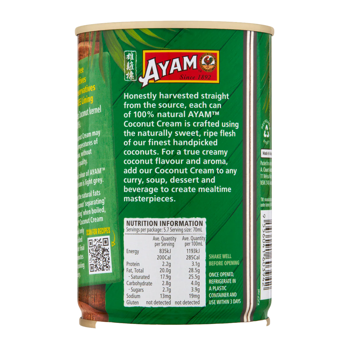 Ayam Coconut Cream 400ml - Image 2