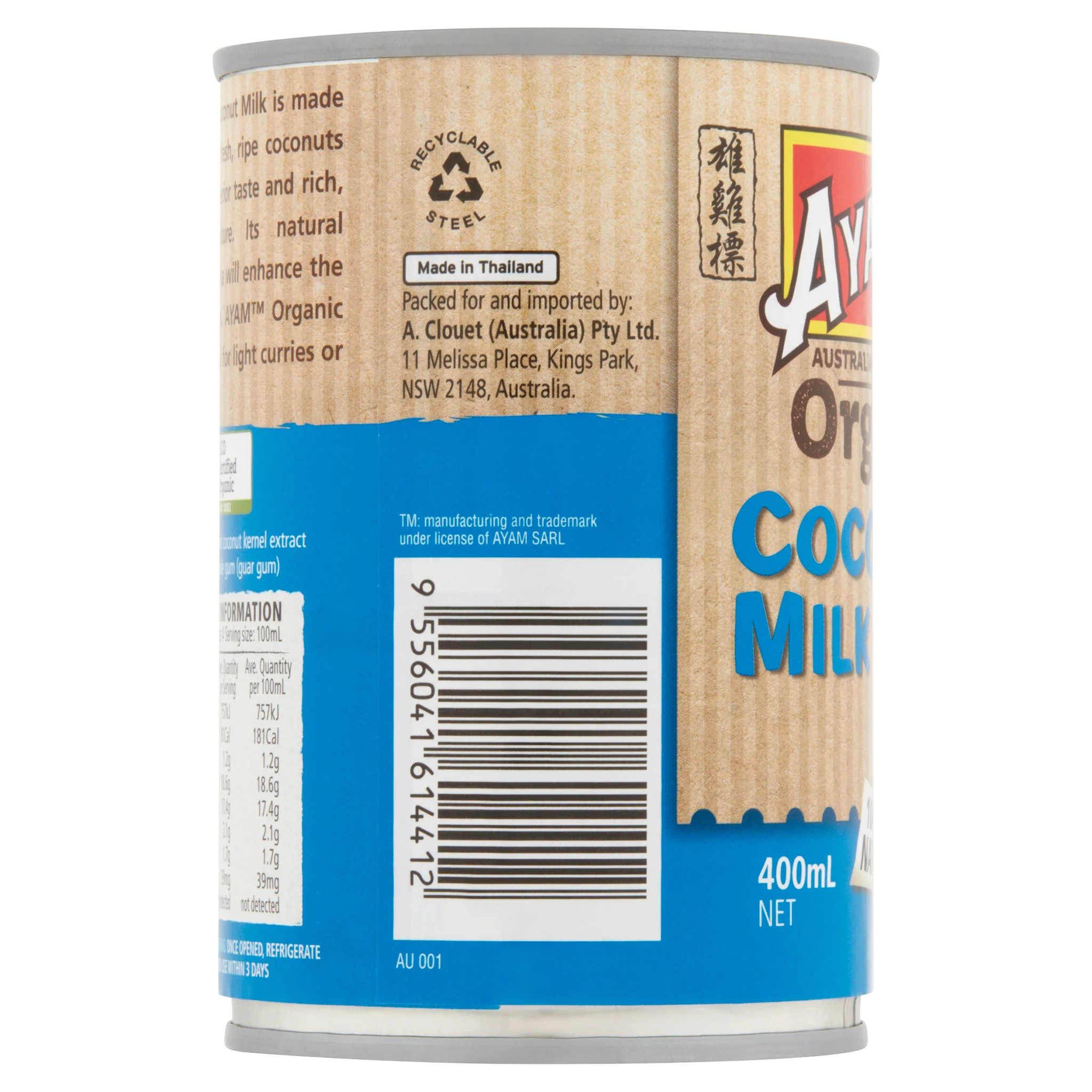 Ayam Organic Coconut Milk 400ml - Image 3