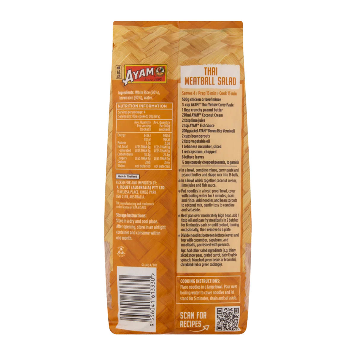 Ayam Thai Brown Rice Vermicelli Noodles 200g - Image 2