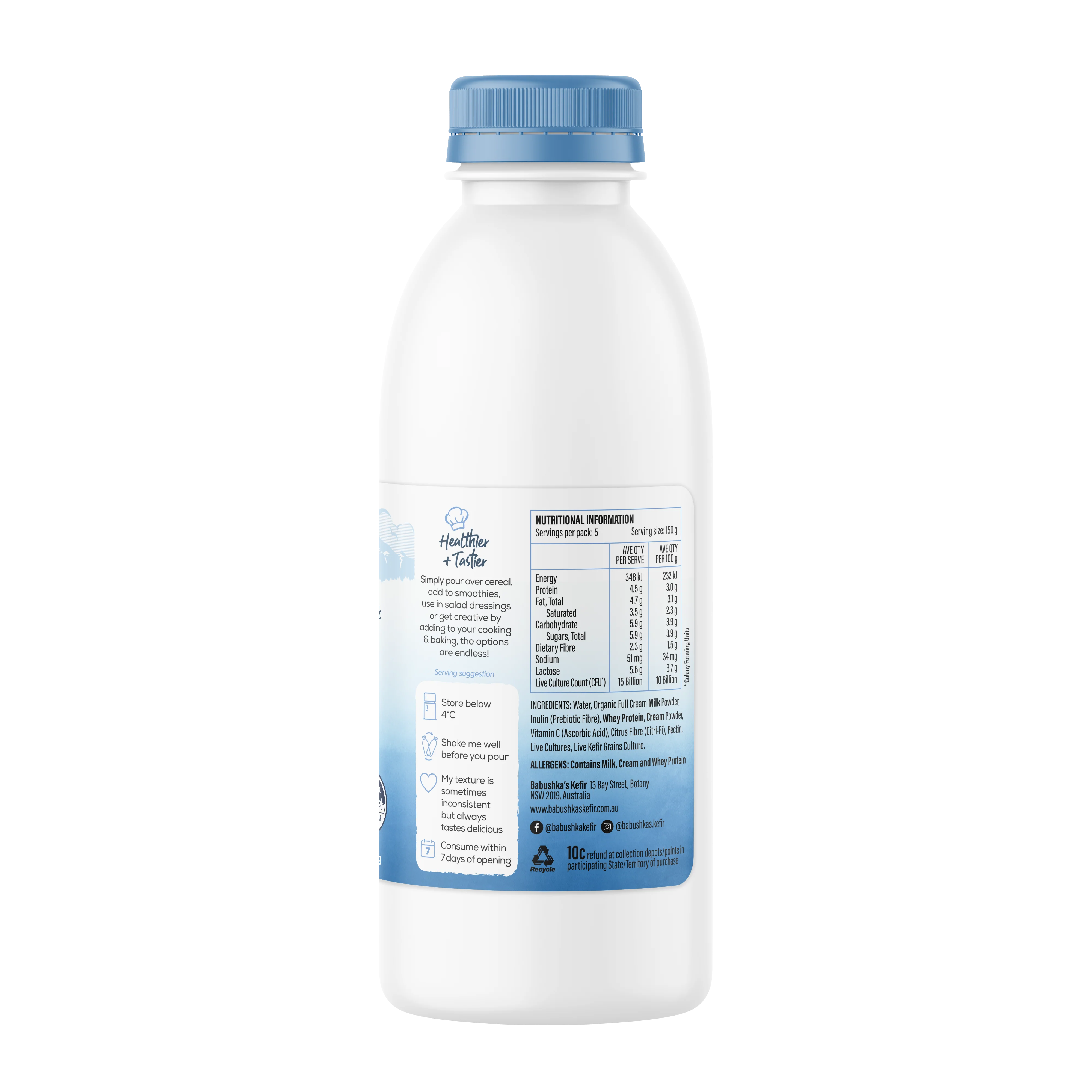 Babushka's Probiotic Kefir Organic Natural Yoghurt 750g - Image 3