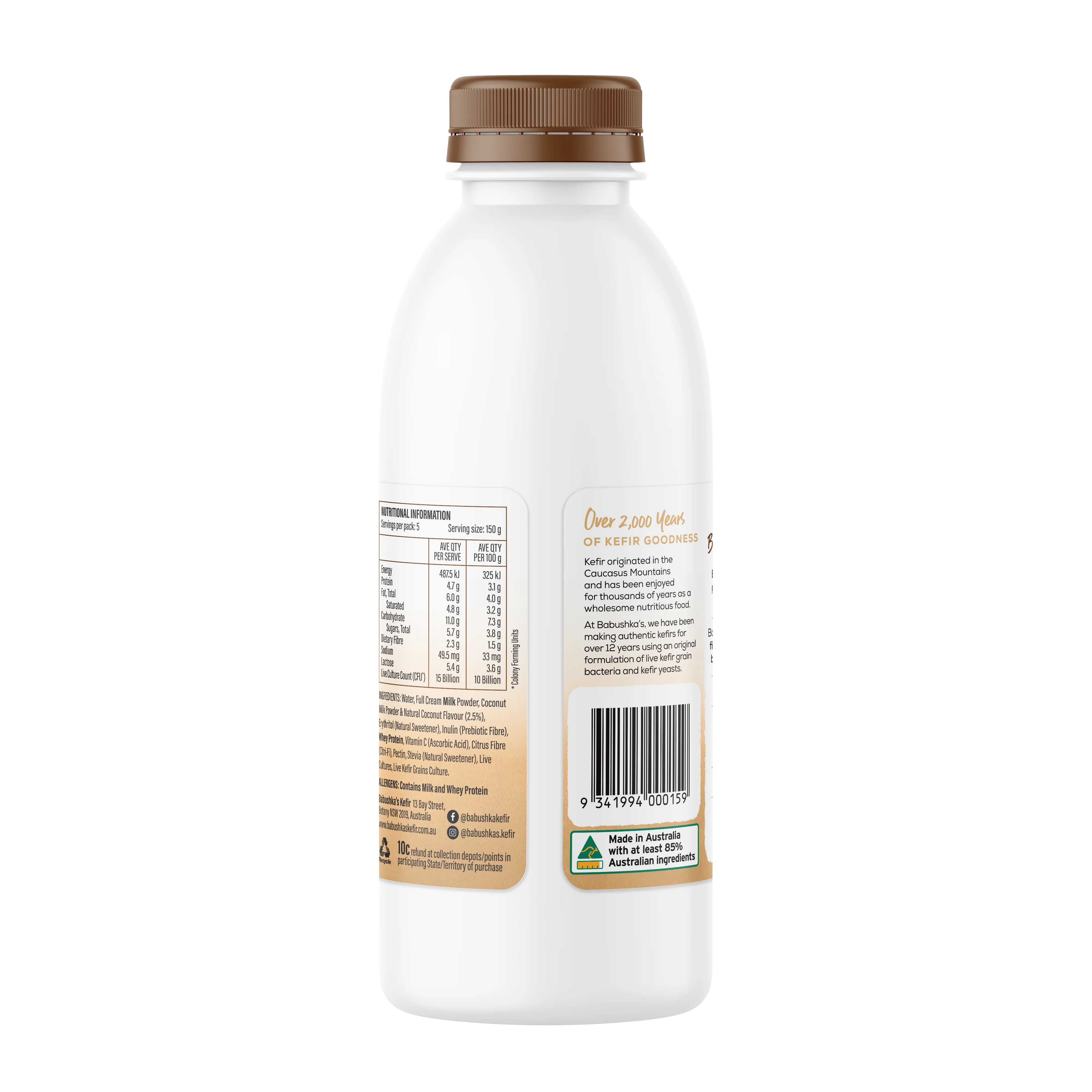 Babushka's Probiotic Kefir Natural Yoghurt Coconut 750g - Image 7
