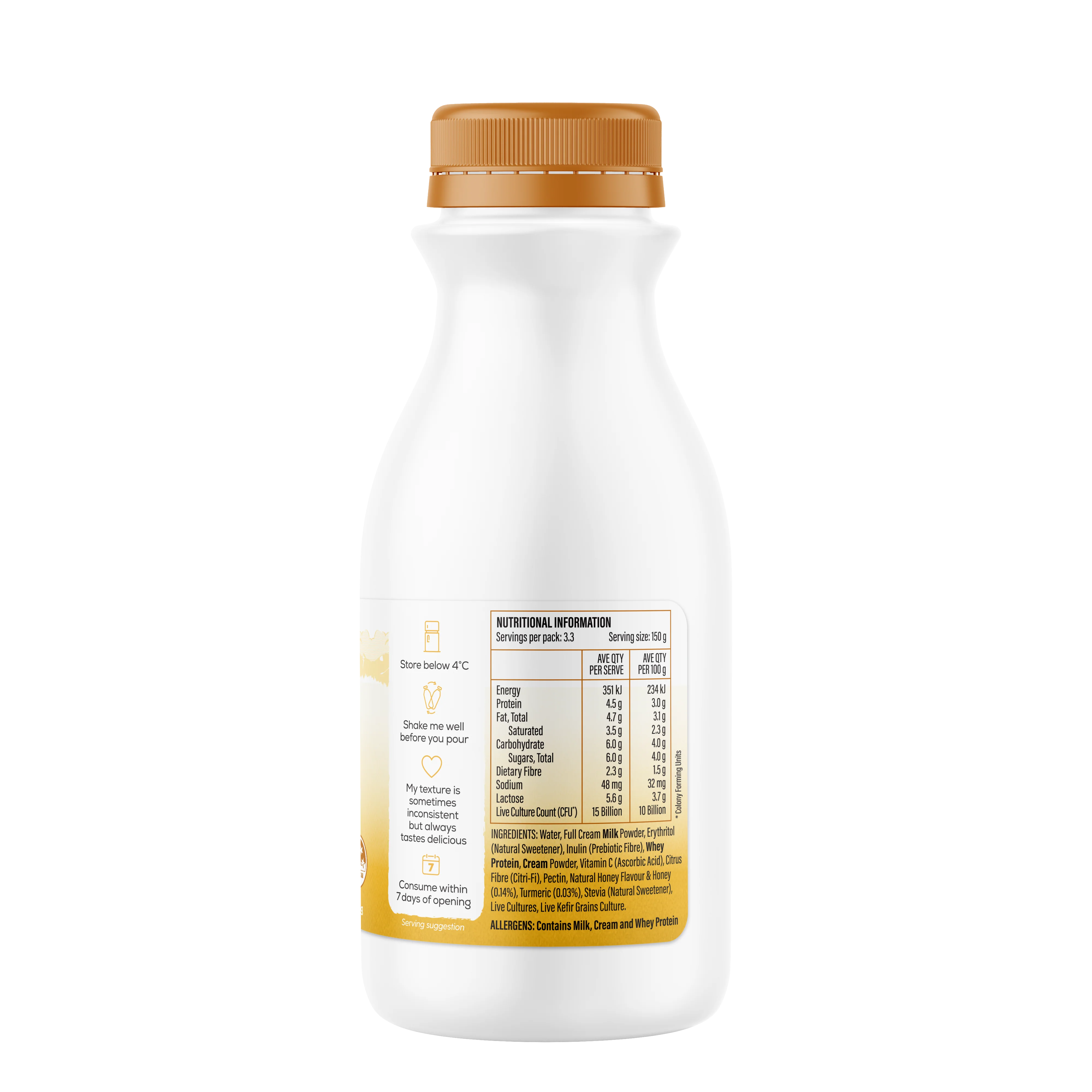 Babushka's Probiotic Kefir Natural Yoghurt Honey and Turmeric 500g - Image 2