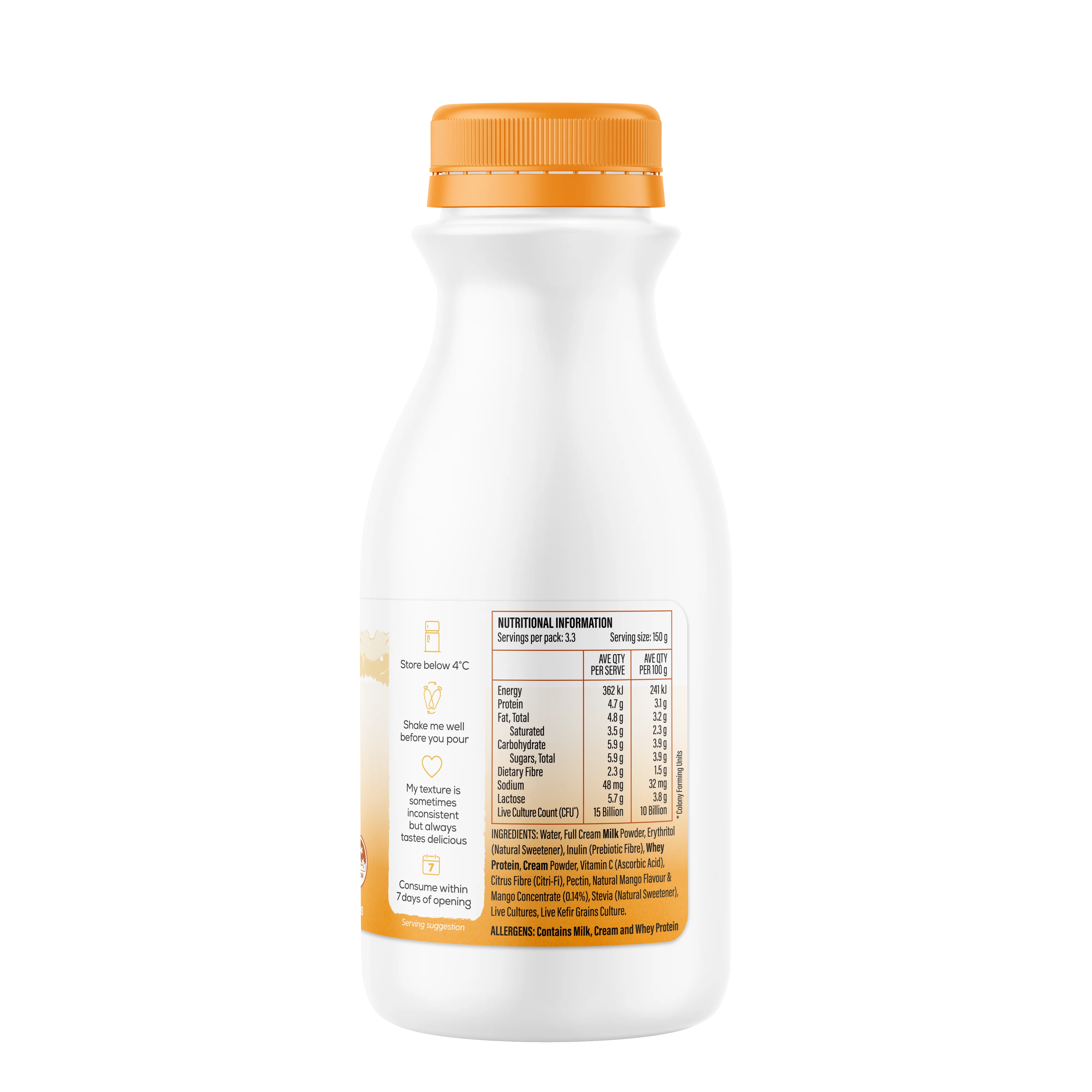 Babushka's Probiotic Kefir Natural Yoghurt Mango 500g - Image 2