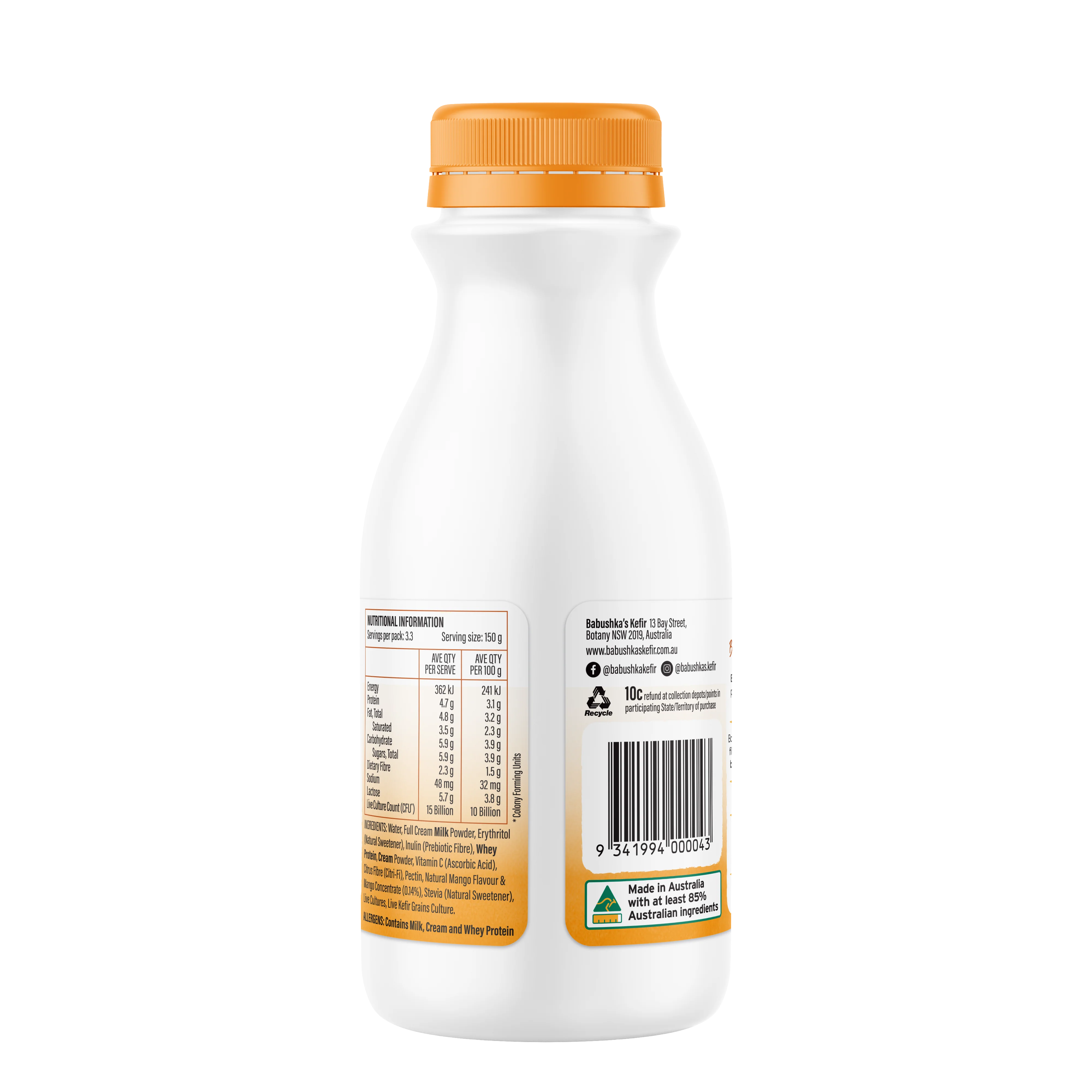 Babushka's Probiotic Kefir Natural Yoghurt Mango 500g - Image 3