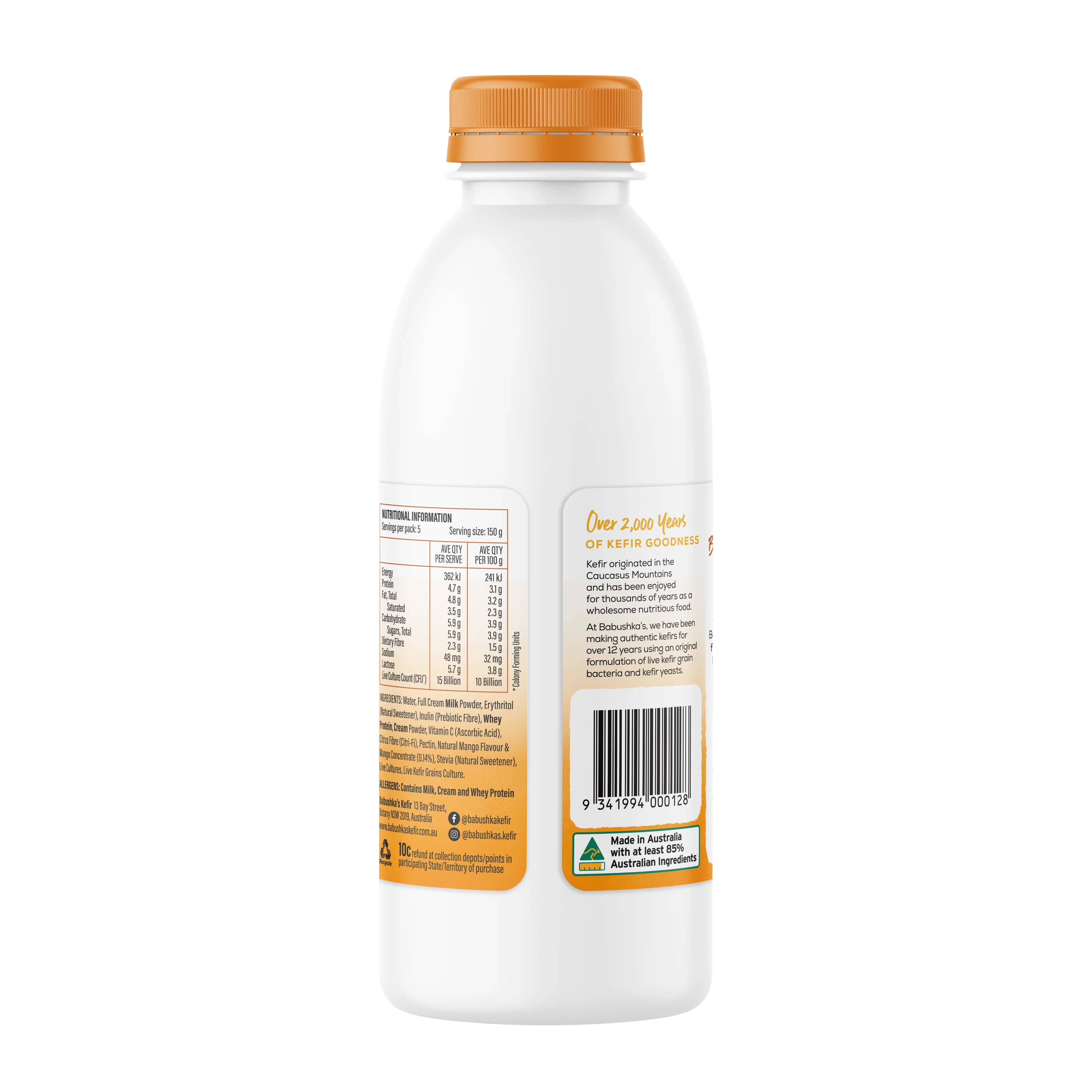 Babushka's Probiotic Kefir Natural Yoghurt  Mango 750g - Image 4