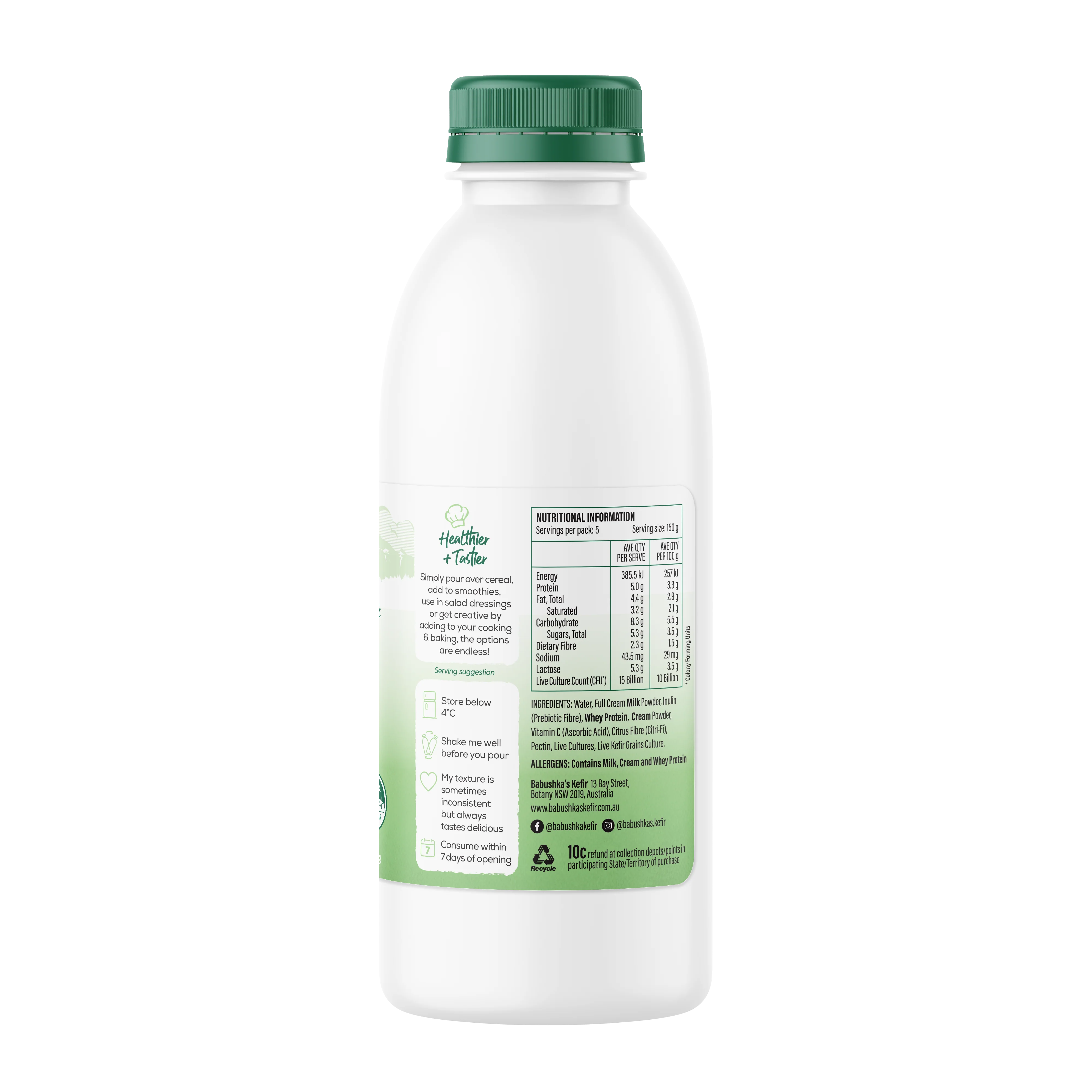 Babushka's Probiotic Kefir Natural Yoghurt 750g - Image 2