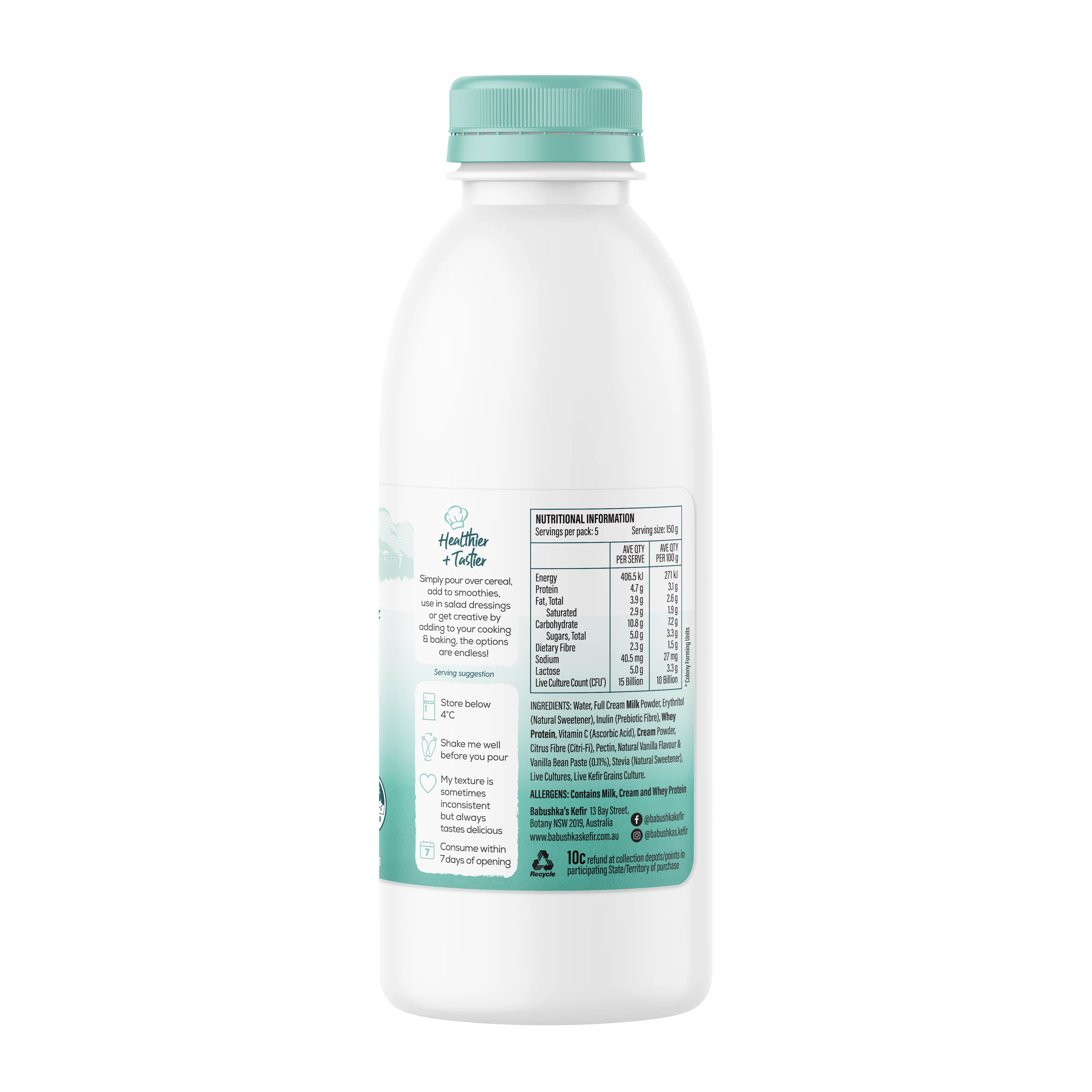 Babushka's Probiotic Kefir Natural Yoghurt Vanilla 750g - Image 4