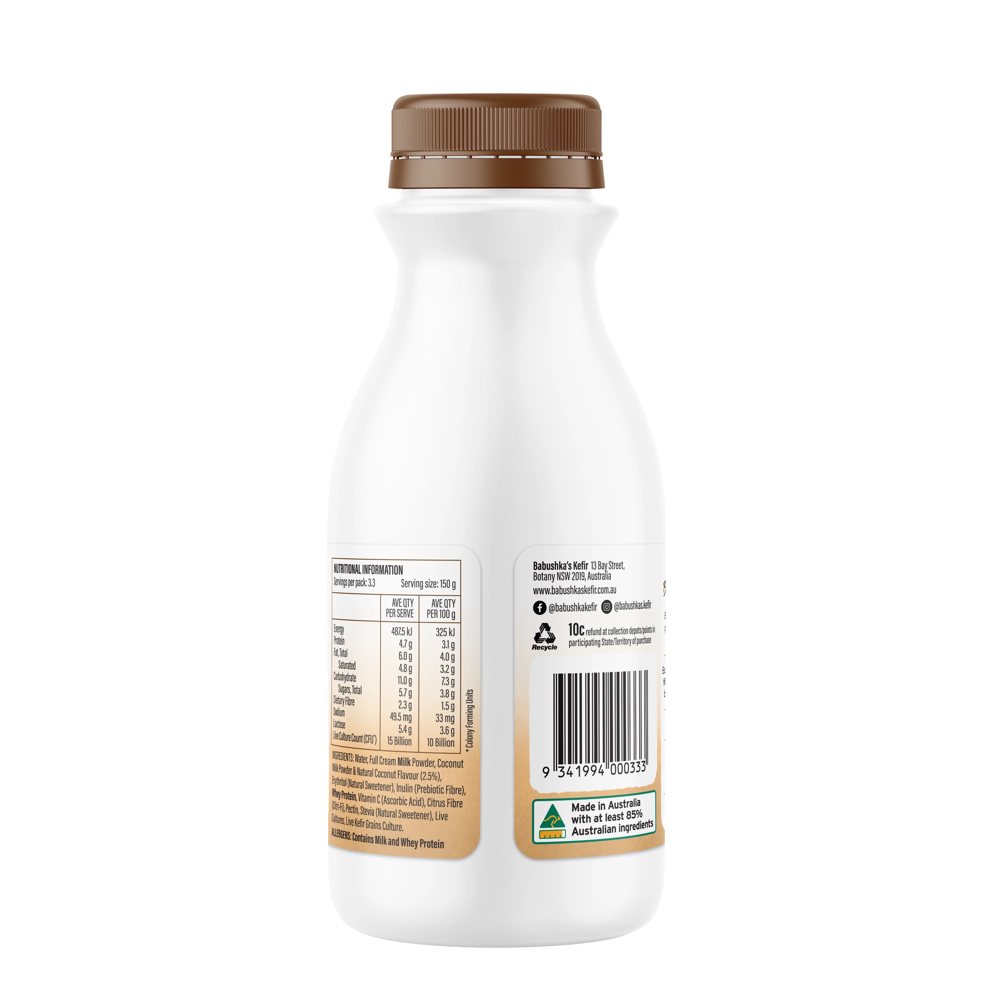 Babushka's Probiotic Kefir Natural Yoghurt Coconut 500g - Image 3