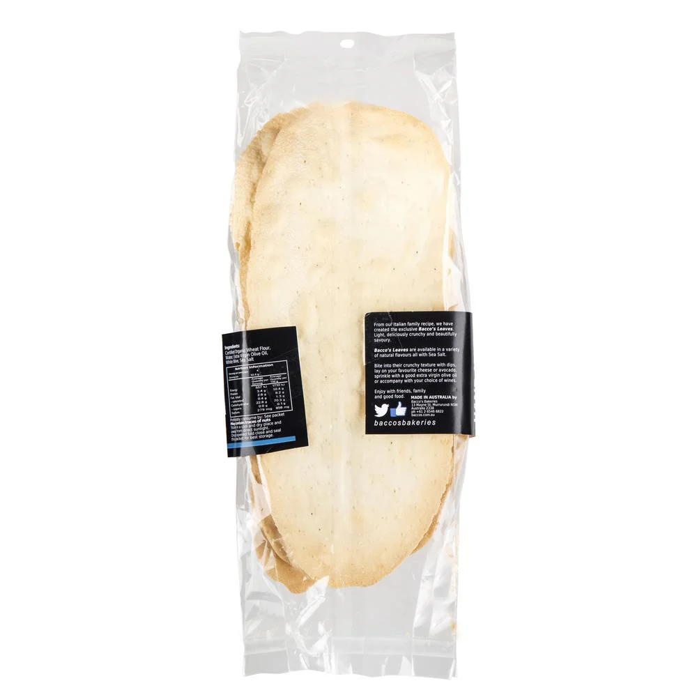 Bacco's Leaves Sea Salt Organic Wheat Flatbread 130g - Image 2