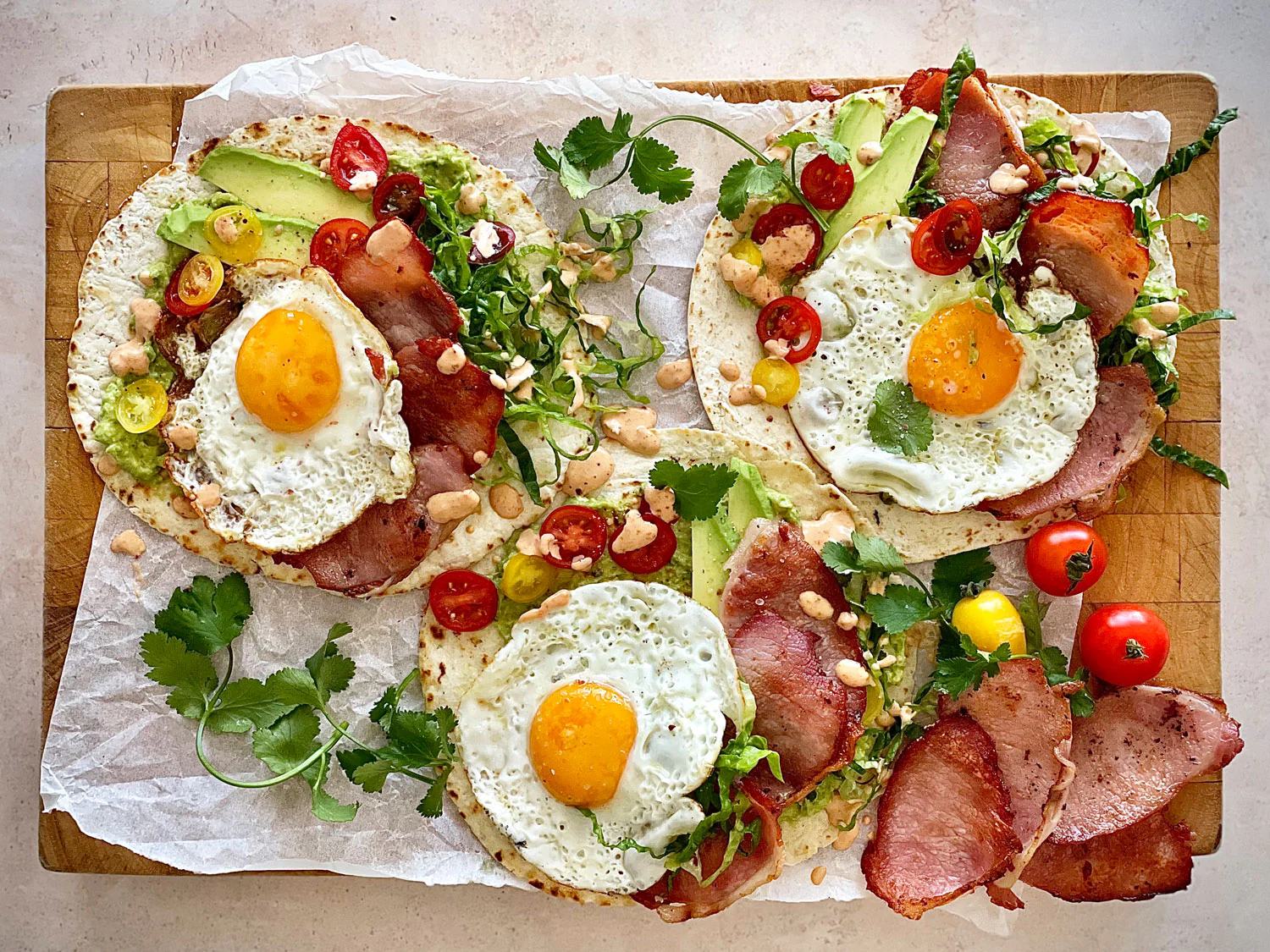 Bacon and Egg Tacos - with Chipotle Mayo and Guacamole - Image 2