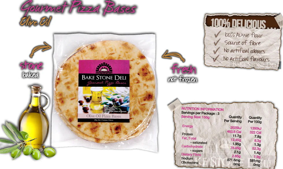 Bake Stone Deli Olive Oil Pizza Bases x3 450g - Image 3