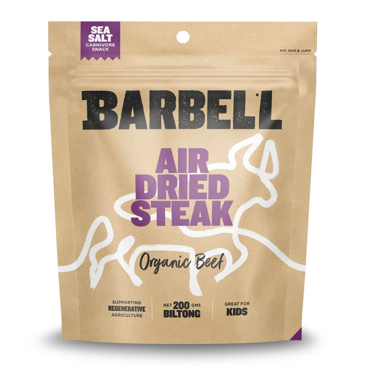 Barbell Foods Air Dried Steak Sea Salt Biltong 200g