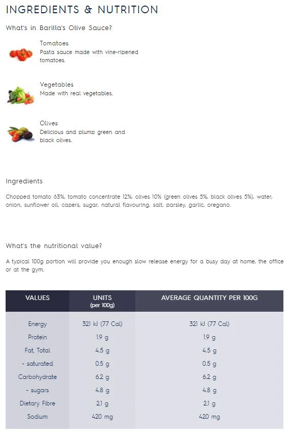 Barilla Pasta Sauce Olive 400g - Image 3