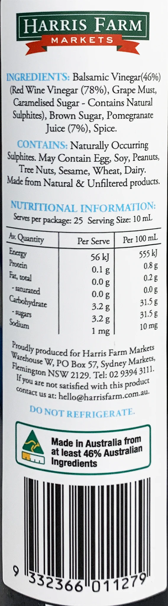 Harris Farm Barrel Pomegranate Vinegar 250ml - Image 2