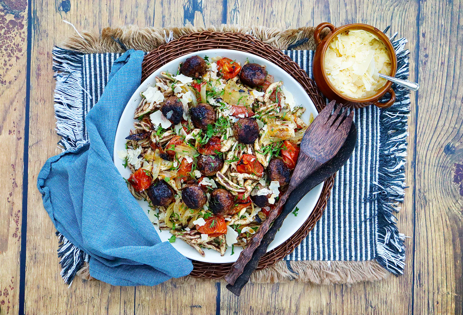 Imperfect Beef Meatballs Capunti Pasta - with Roasted Tomatoes and Olive Tapenade - Image 2