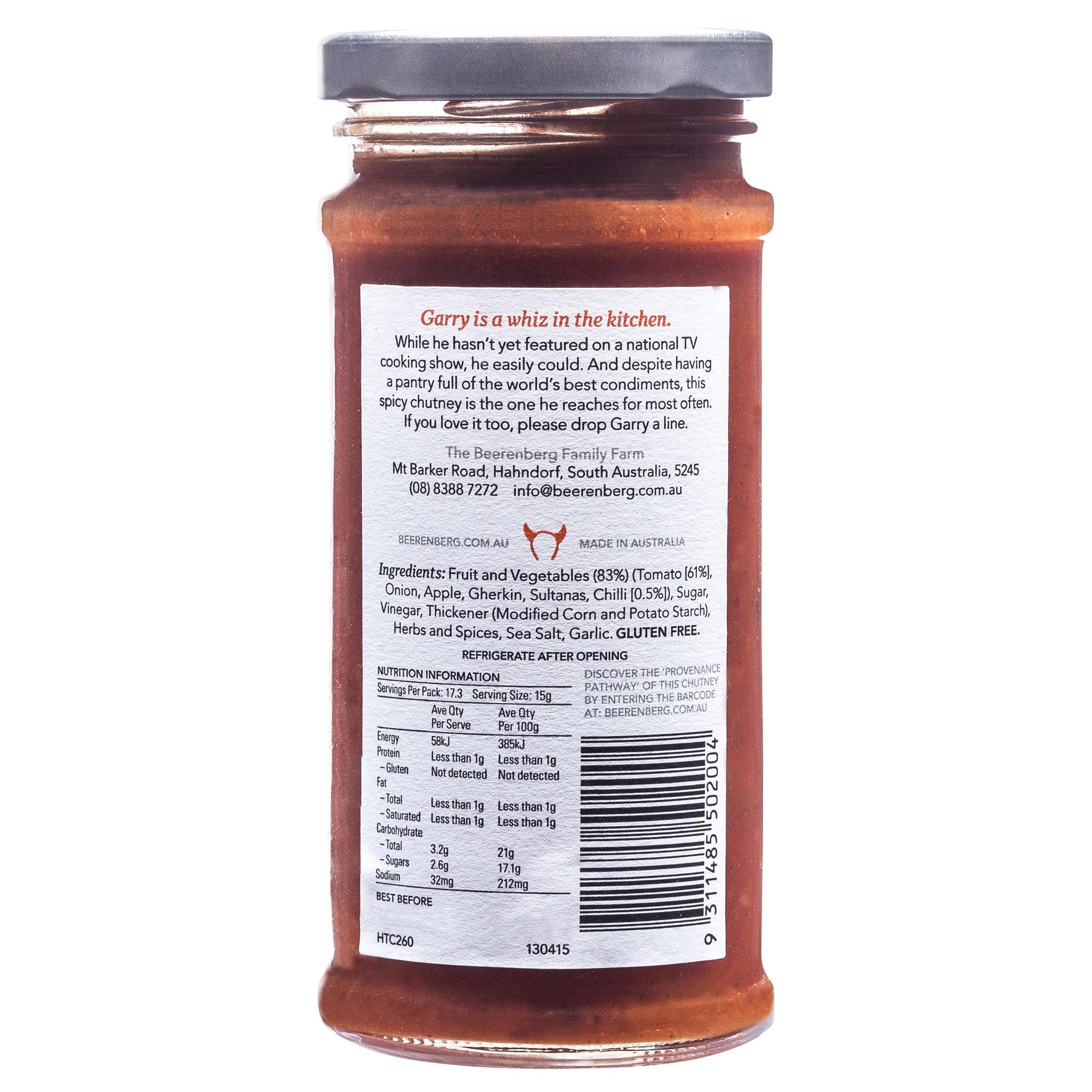 Beerenberg Chutney Hot Tomato 260g - Image 2