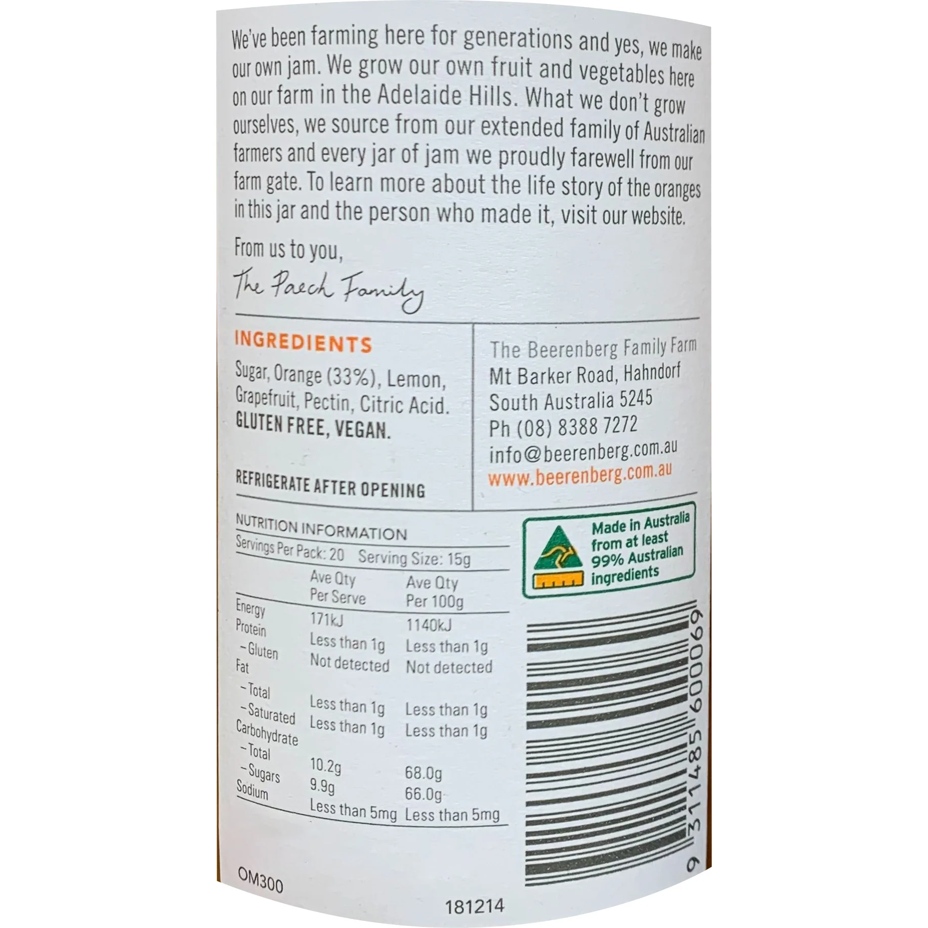 Beerenberg Australian Orange Marmalade 300g - Image 2