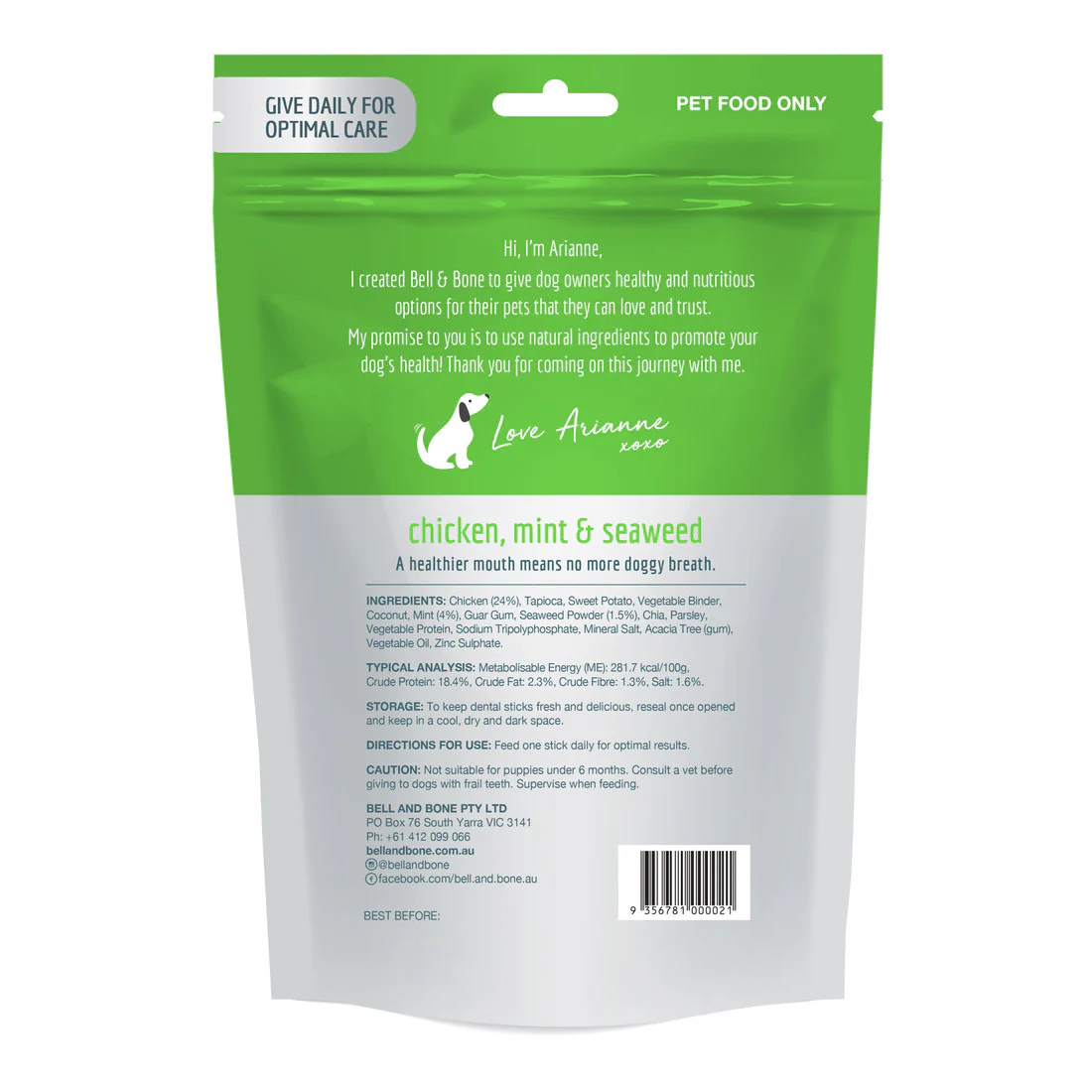 Bell & Bone Dental Sticks Chicken, Mint and Seaweed 231g - Image 2