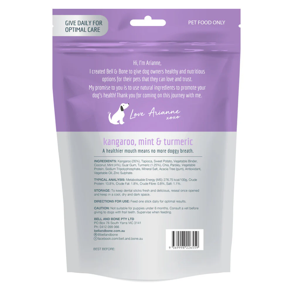 Bell and Bone Dental Sticks Kangaroo and Turmeric 231g - Image 2