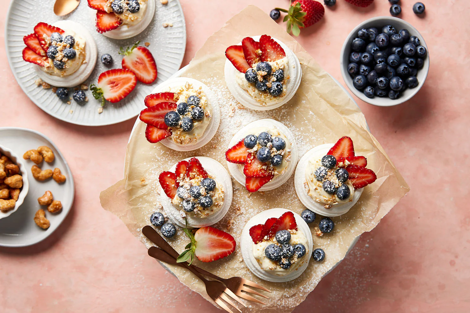 Berries Yoghurt and Cream Meringues - with Roasted Honey Cashews - Image 2