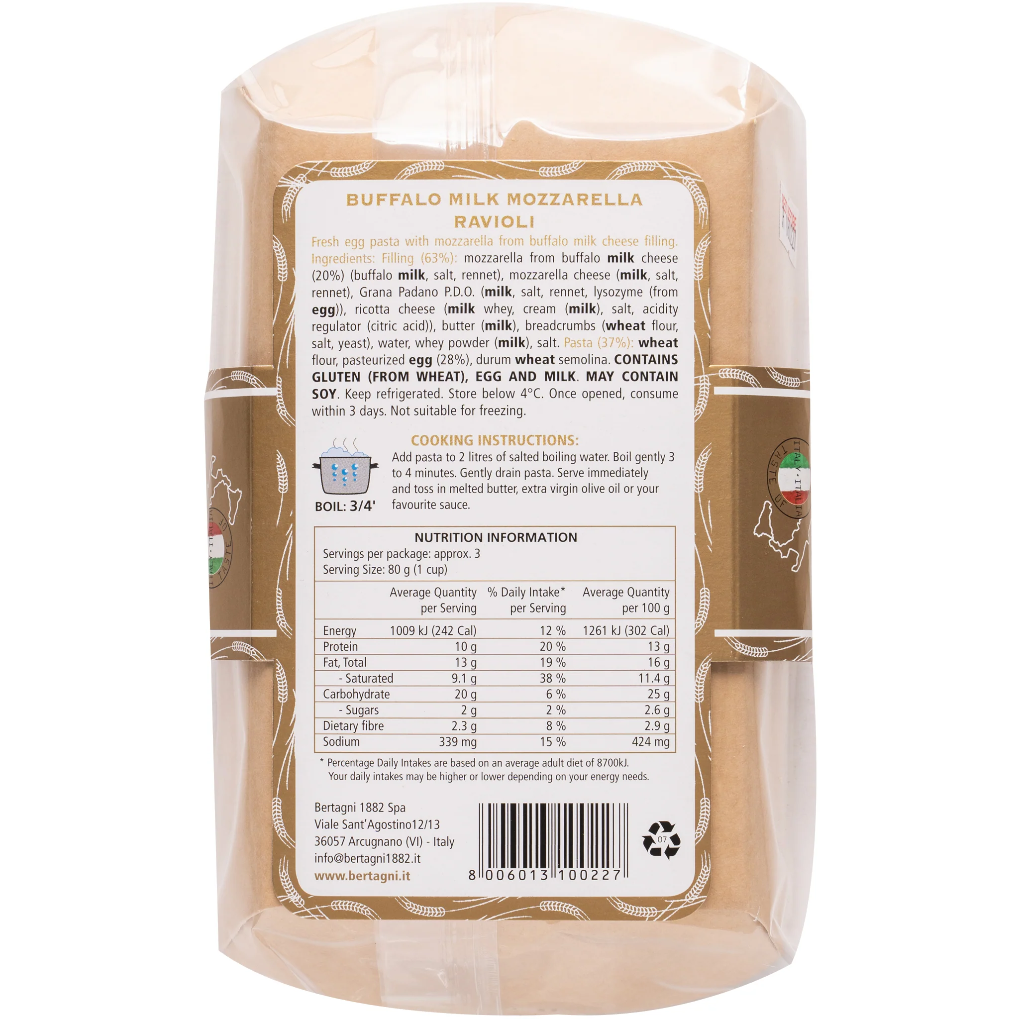 Bertagni Buffalo Milk Mozzarella Ravioli 250g - Image 2