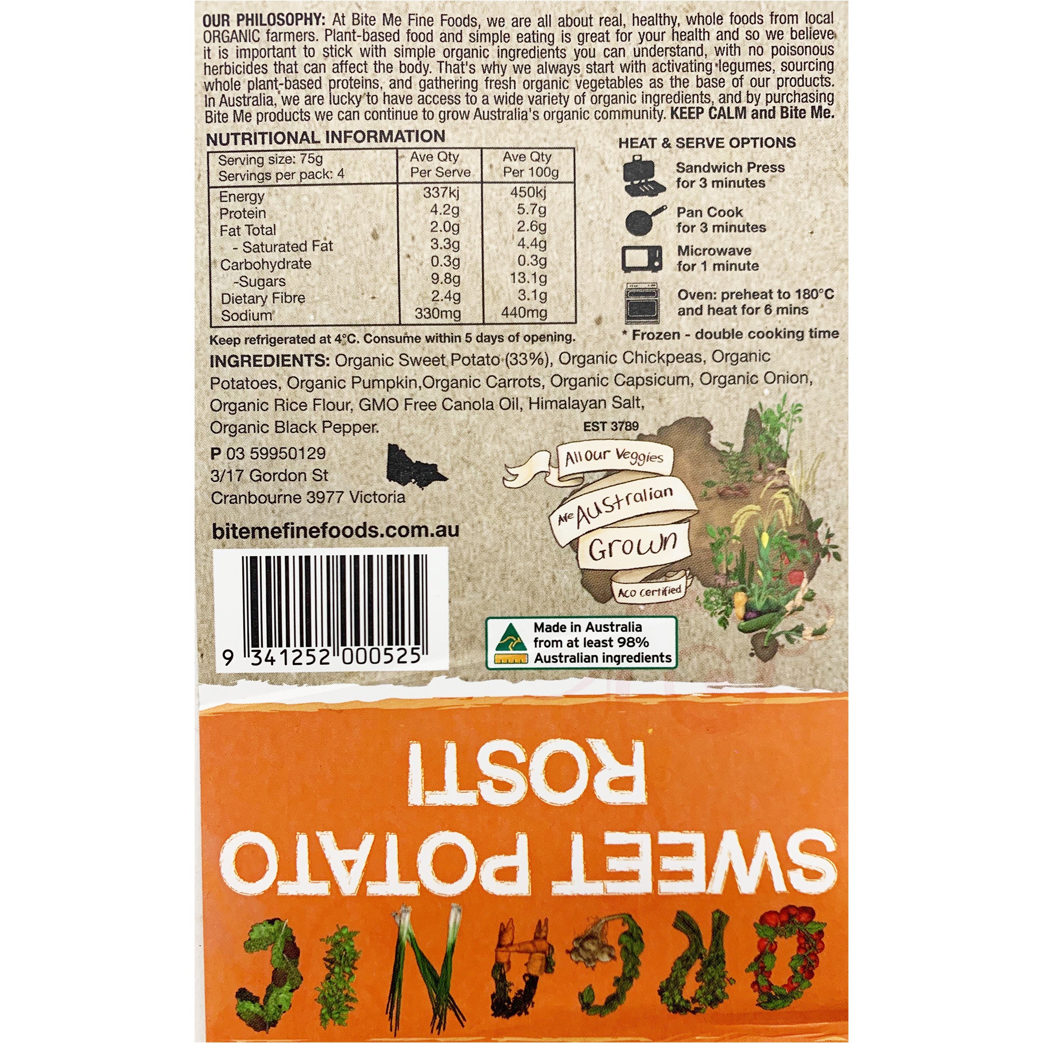 Bite Me Fine Foods Organic Sweet Potato Rosti 300g - Image 2
