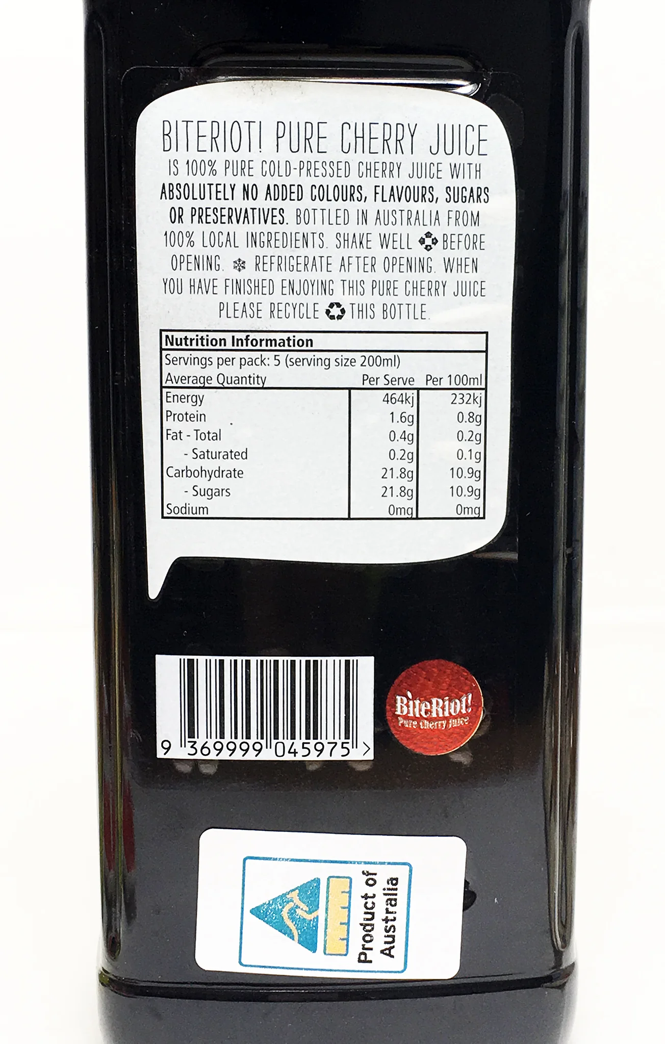 Bite Riot Pure Cherry Juice 1L - Image 2