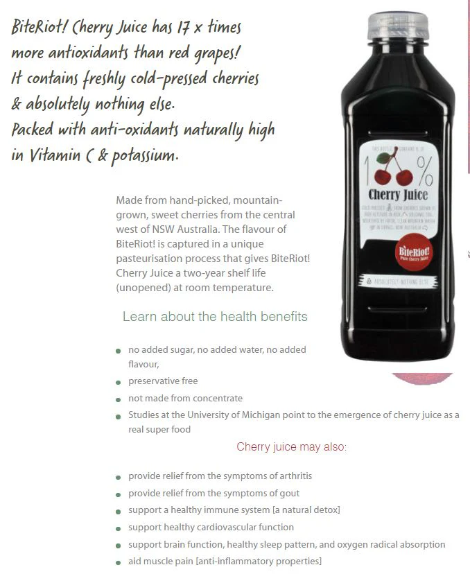 Bite Riot Pure Cherry Juice 1L - Image 3
