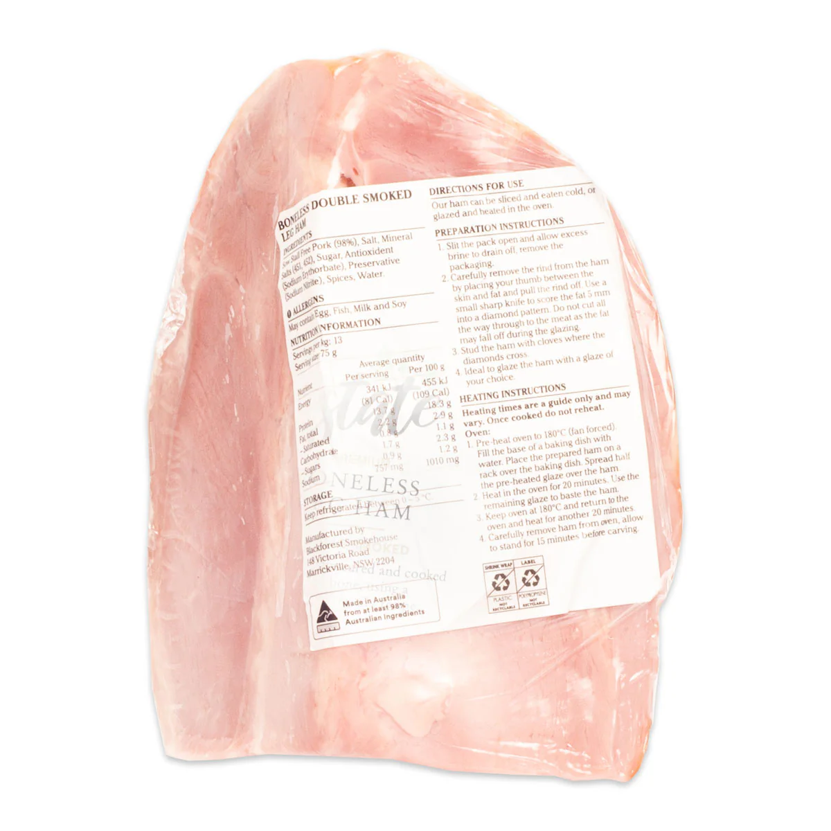 Black Forest Estate Boneless Double Smoked Leg Ham 400g-950g - Image 2