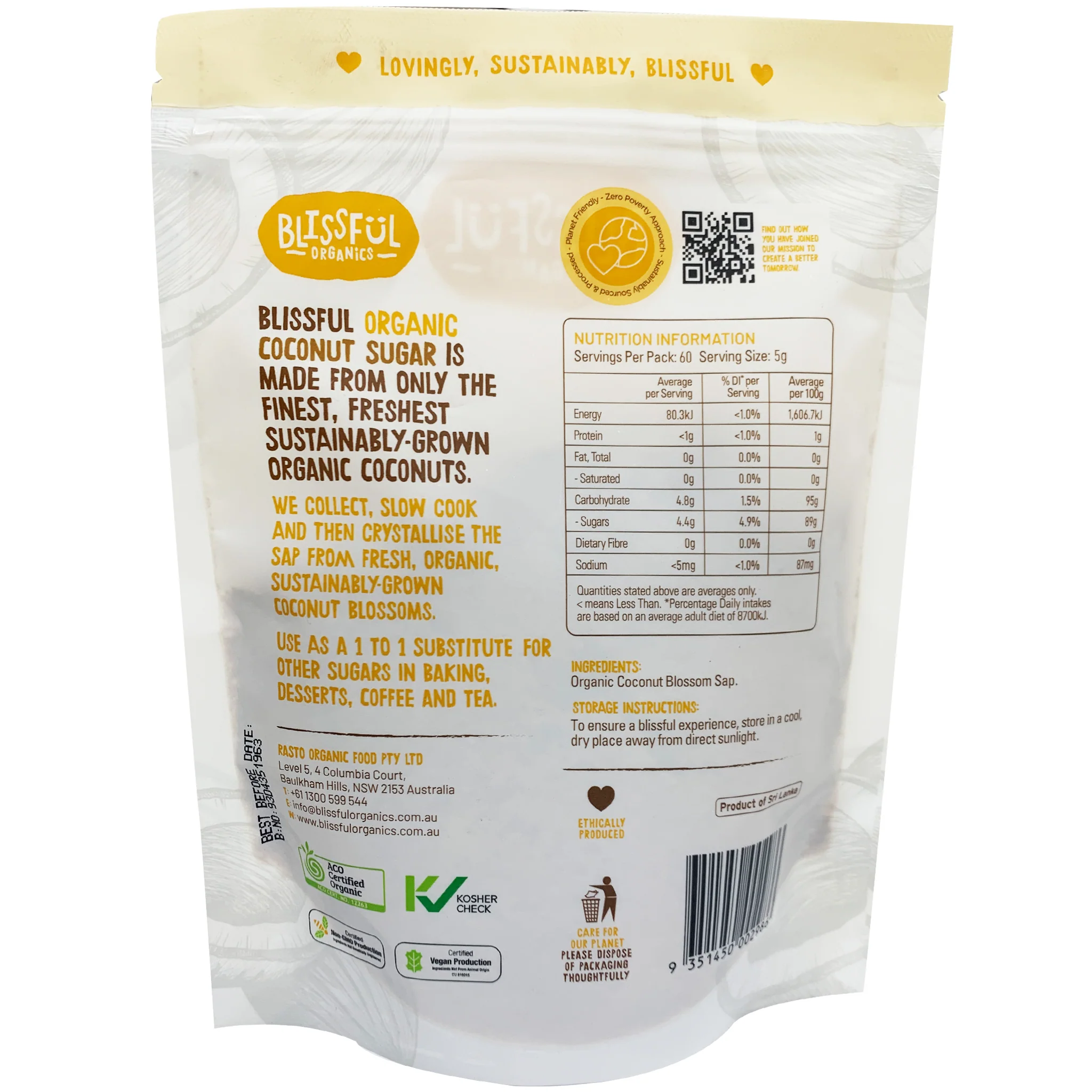 Blissful Organic Coconut Sugar 300g - Image 2