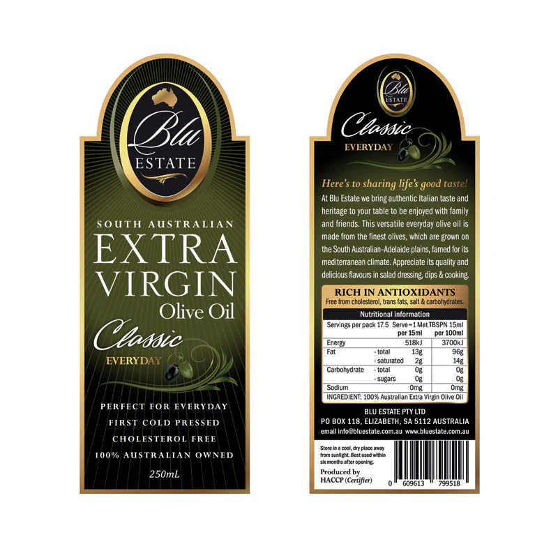 Blu Estate Extra Virgin Olive Oil Classic Everyday 250ml - Image 2