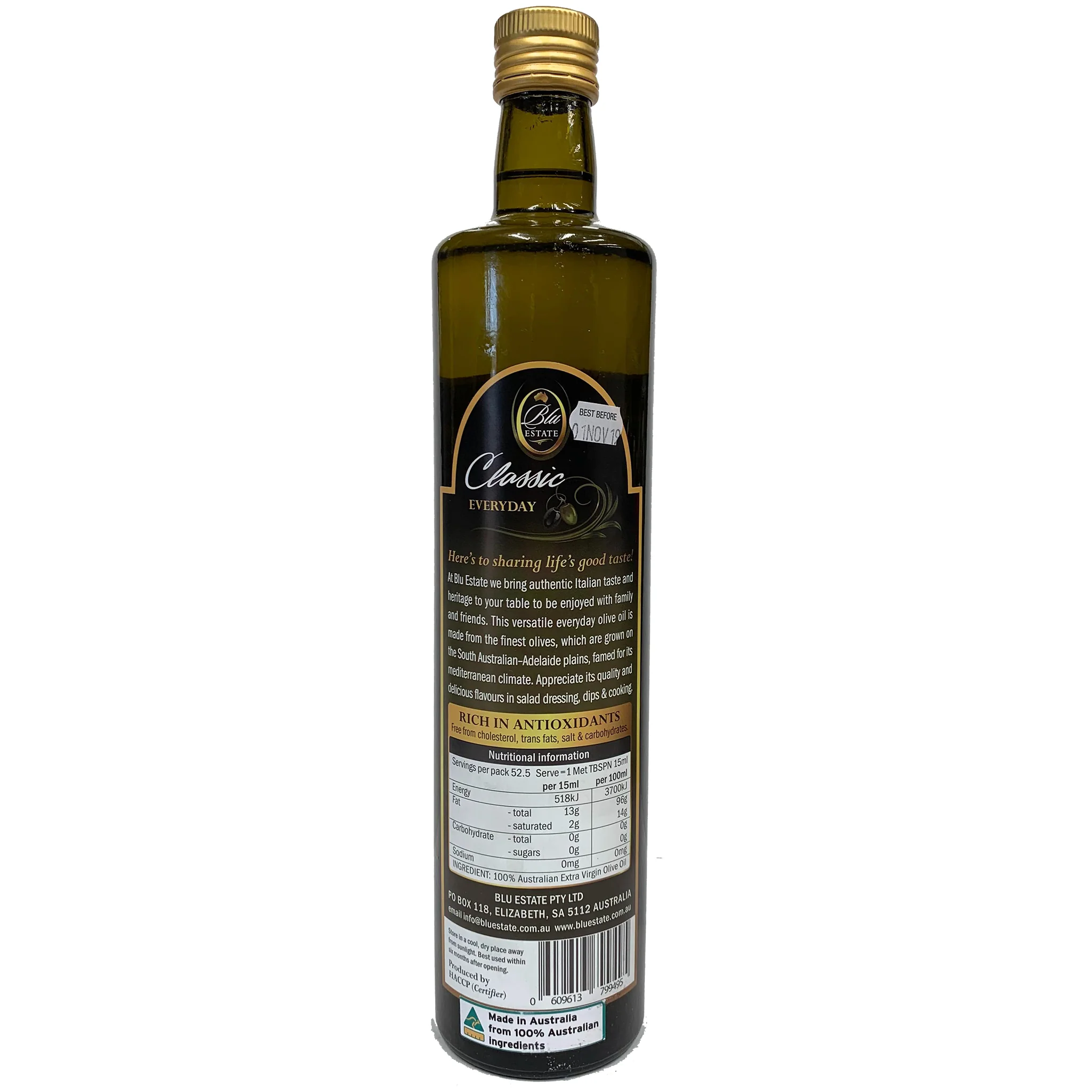 Blu Estate Extra Virgin Olive Oil Classic Everyday 750ml - Image 2