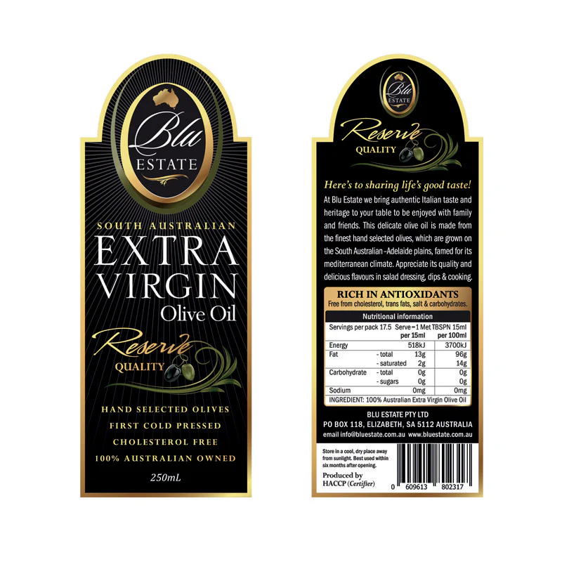 Blu Estate Extra Virgin Olive Oil Reserve Quality 250ml - Image 2