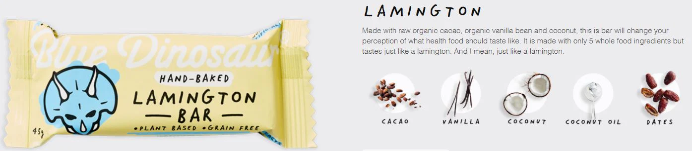 Blue Dinosaur Lamington Paleo Bar 45g - Image 3