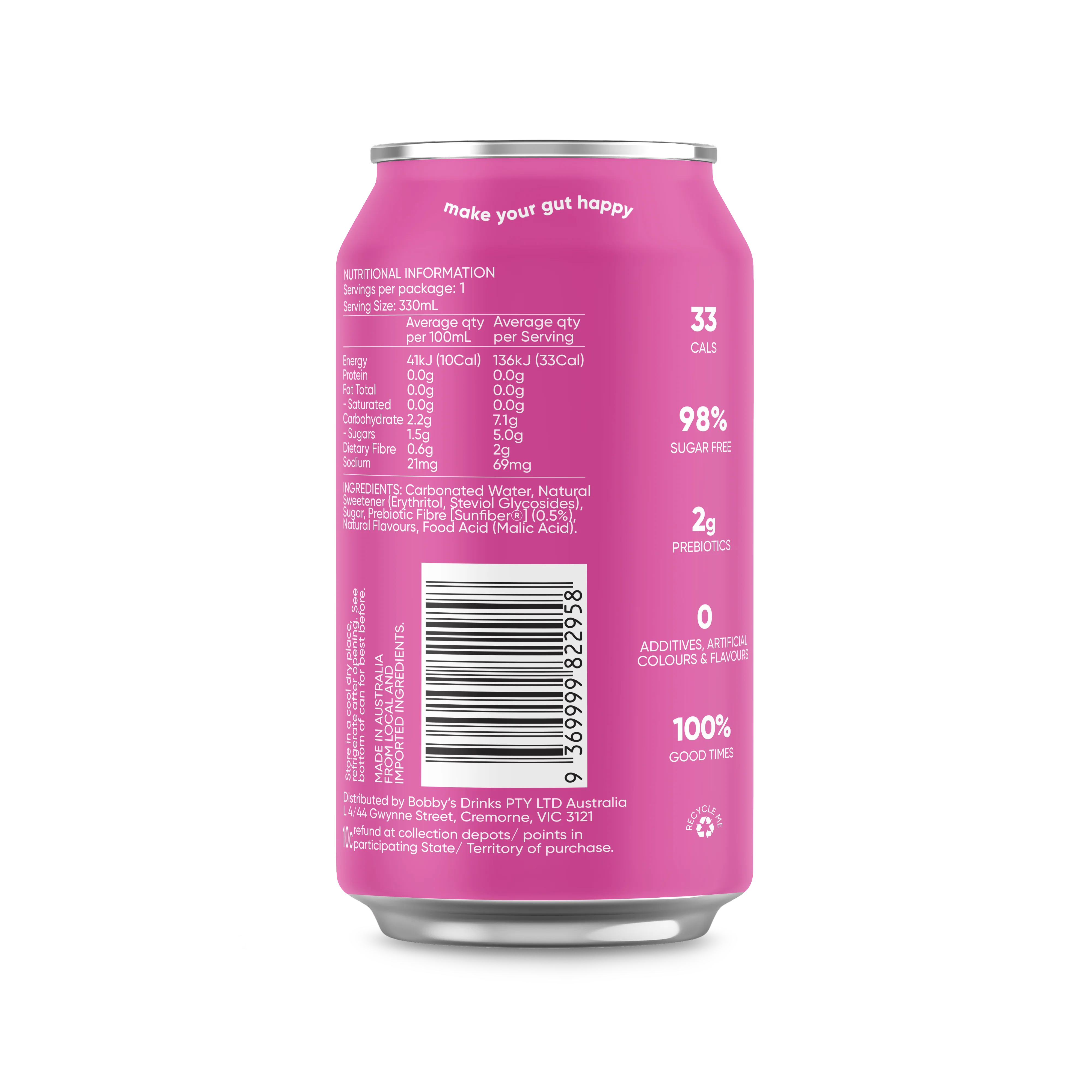 Bobby Prebiotic Creamy Soda 330mL - Image 3