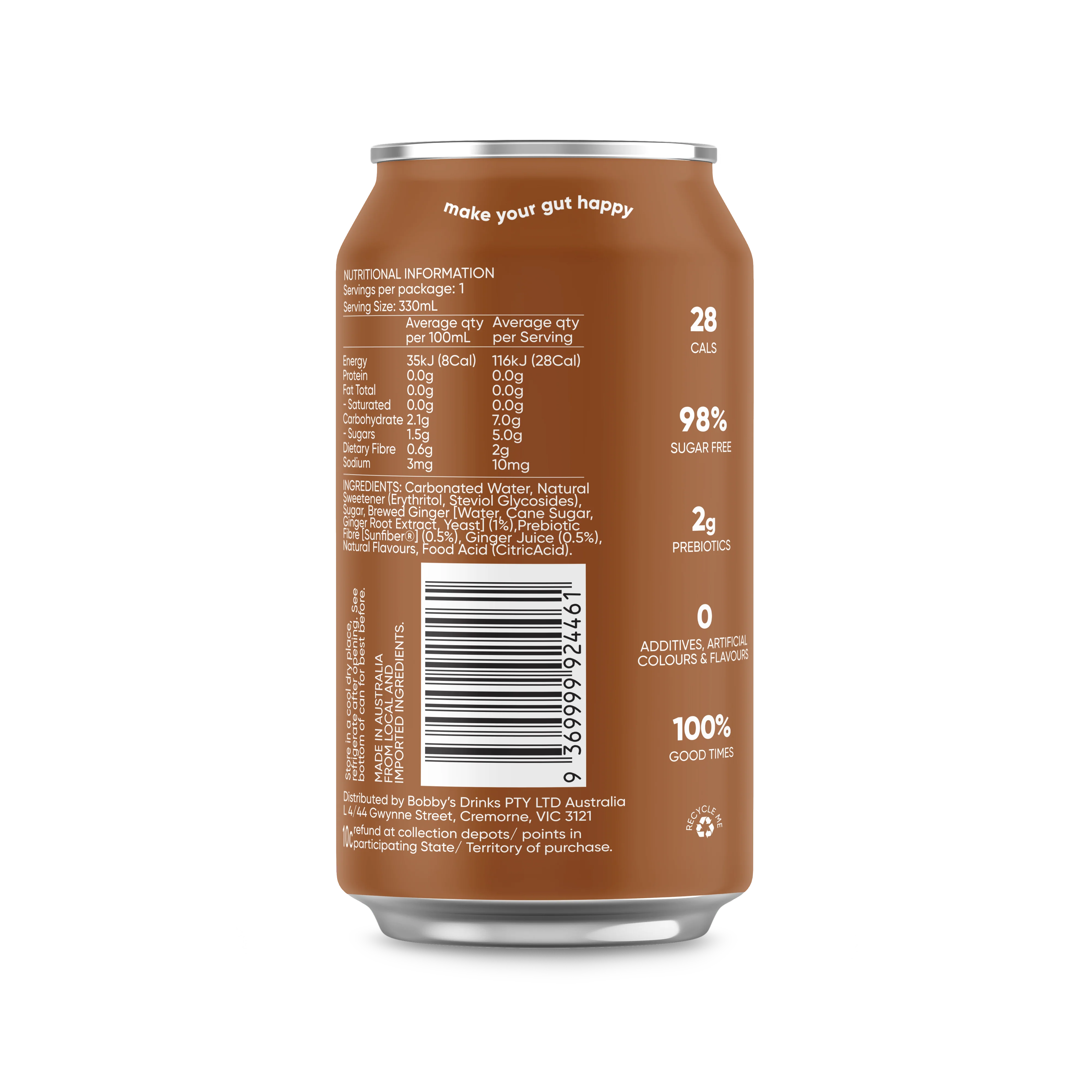 Bobby Prebiotic Ginger Beer 330mL - Image 3
