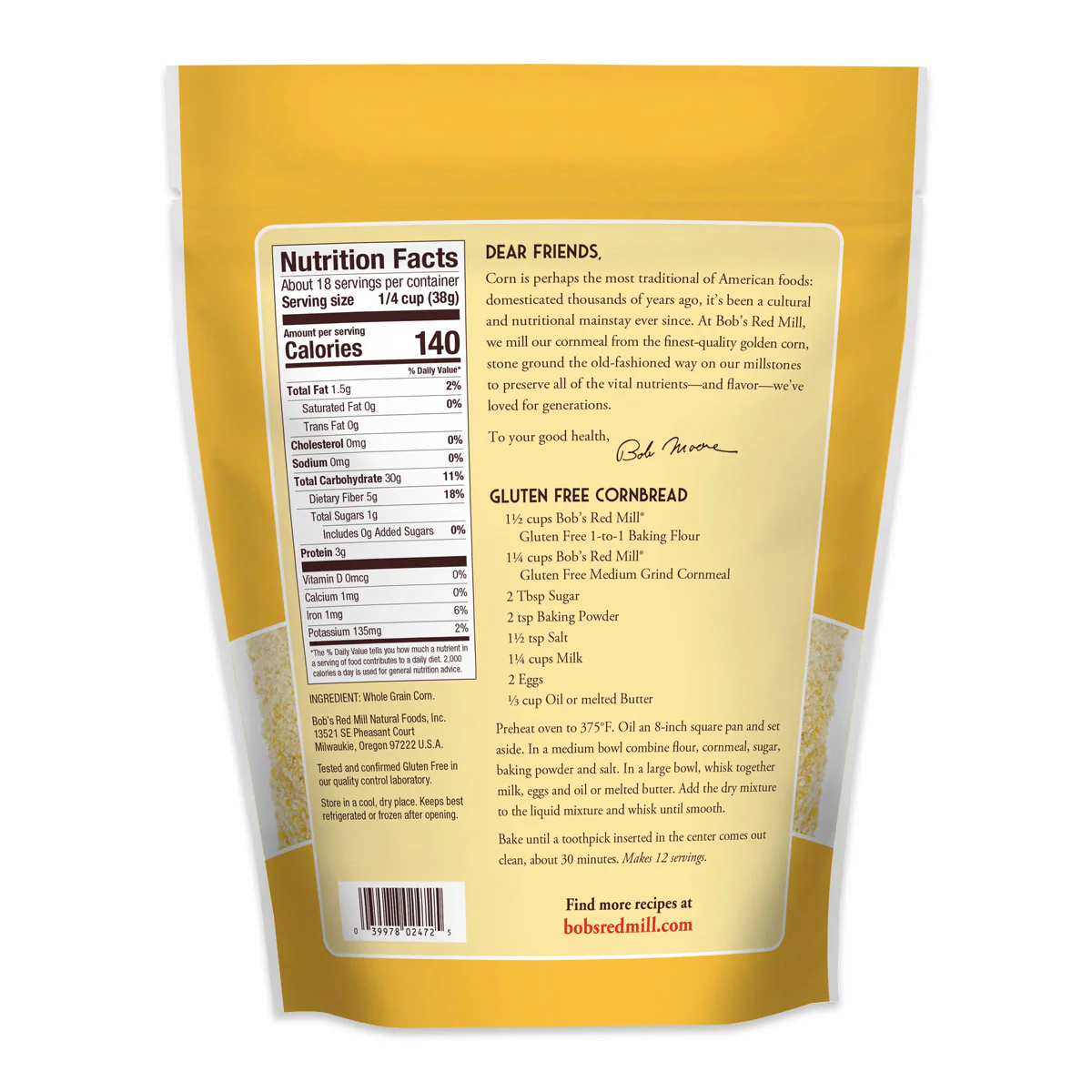 Bob's Red Mill Gluten Free Cornmeal 680g - Image 2